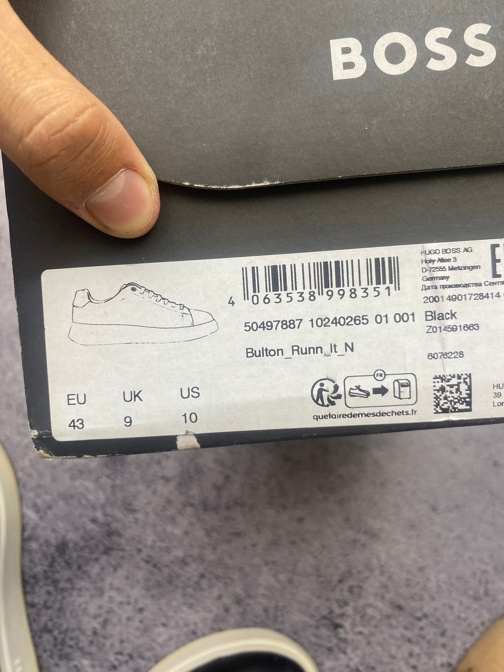 Hugo Boss Leather Cupsole Black White Premium Sneakers 43