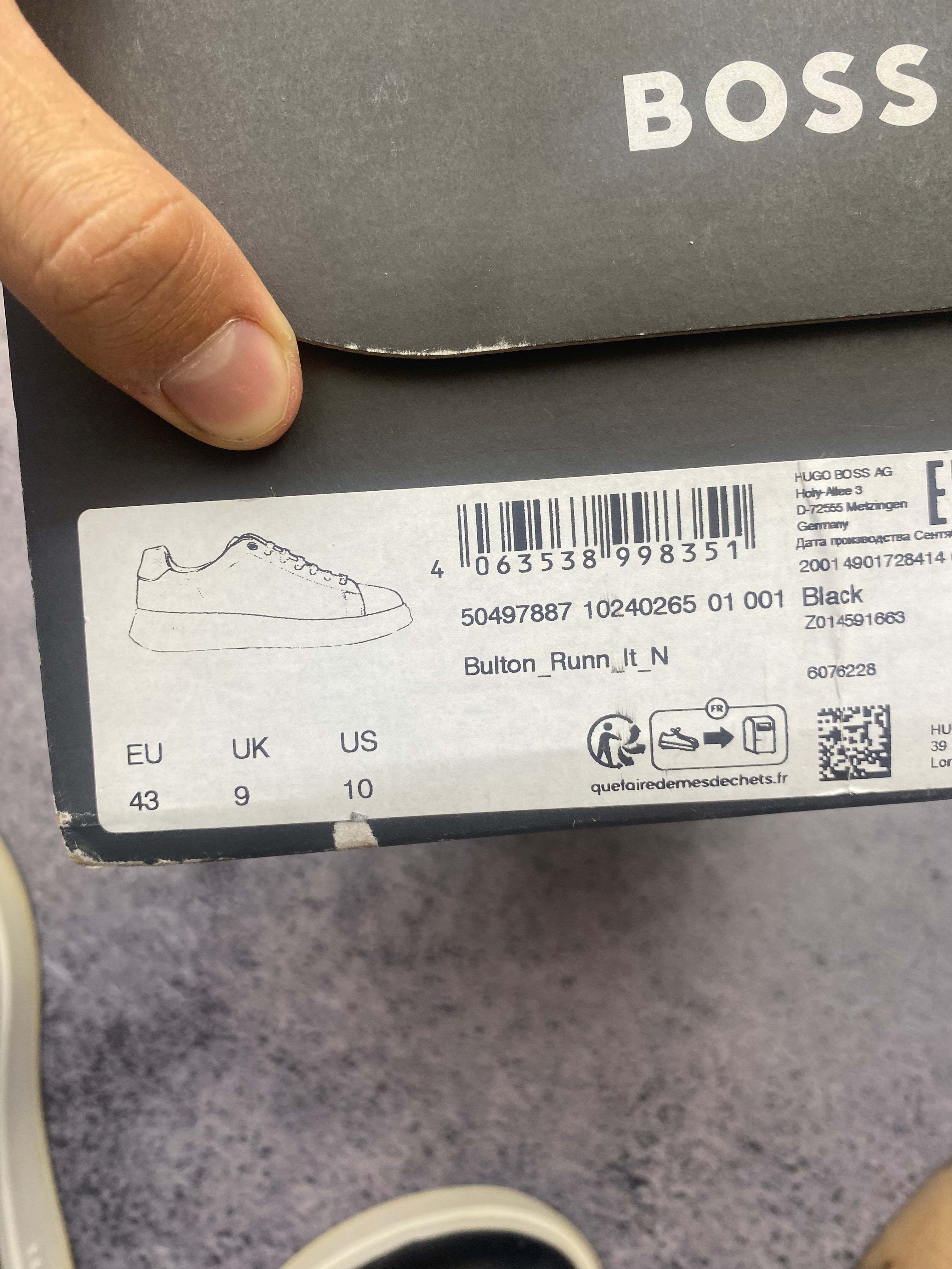 Hugo Boss Leather Cupsole Black White Premium Sneakers 43