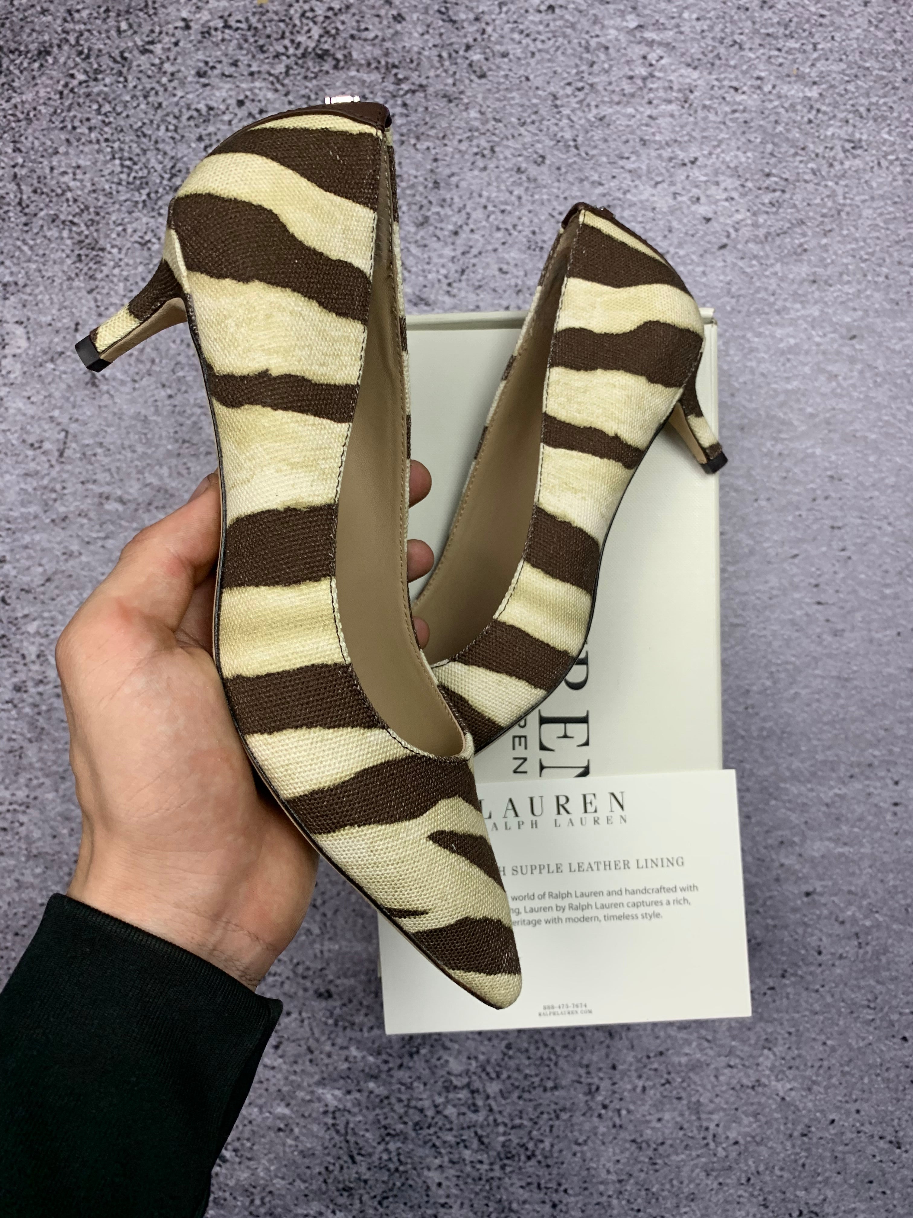 Ralph Lauren szpilki zebra r. 36,5 skórzane czółenka