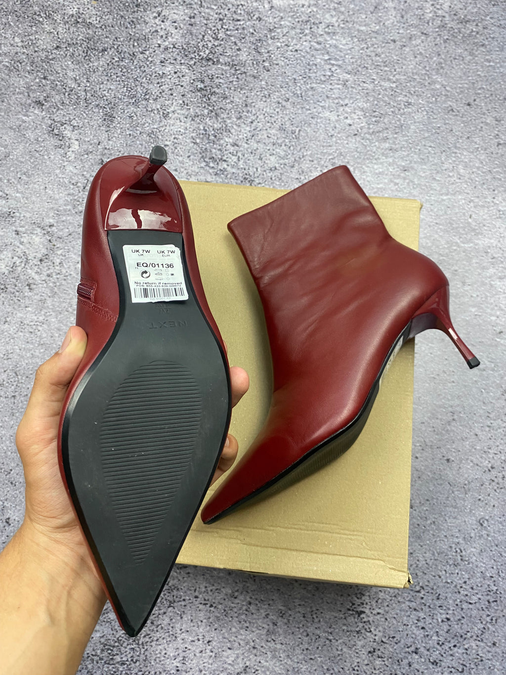 Red stiletto ankle boots – women's leather ankle boots size 41