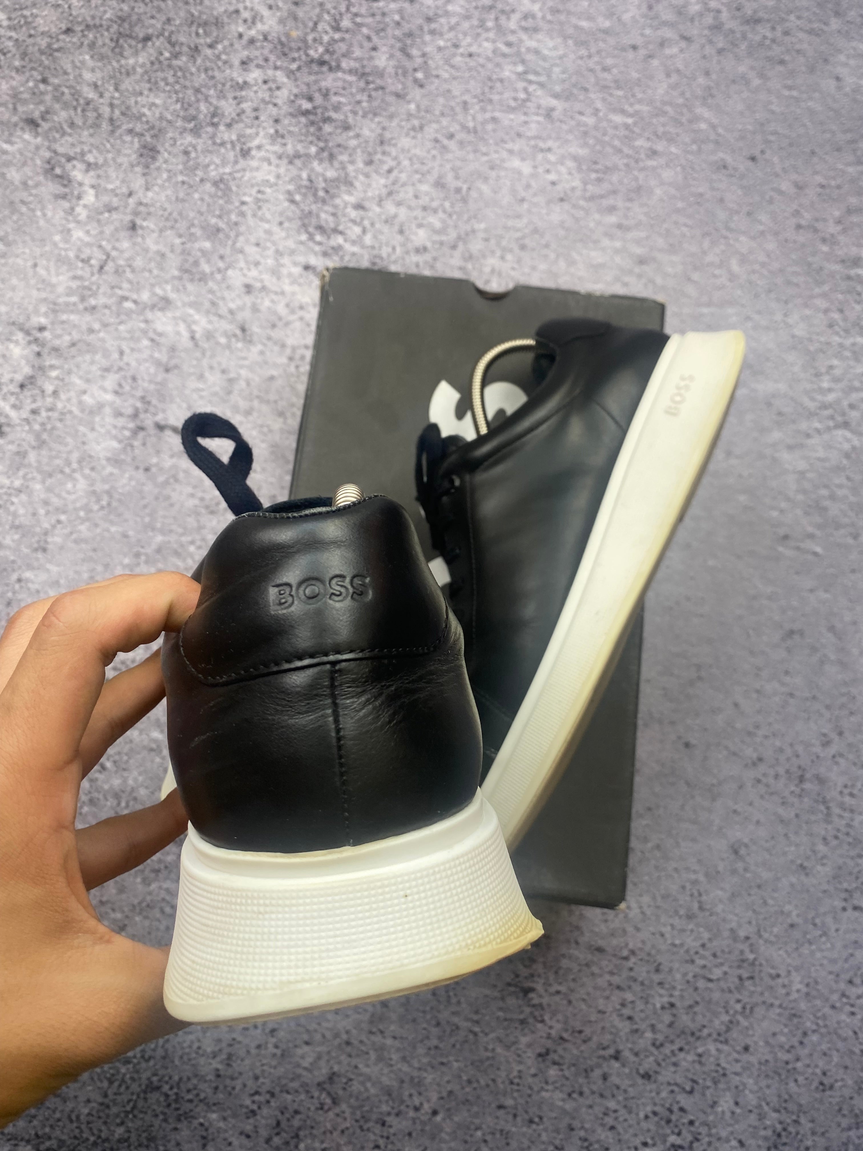 Hugo Boss Leather Cupsole Black White Premium Sneakers 43