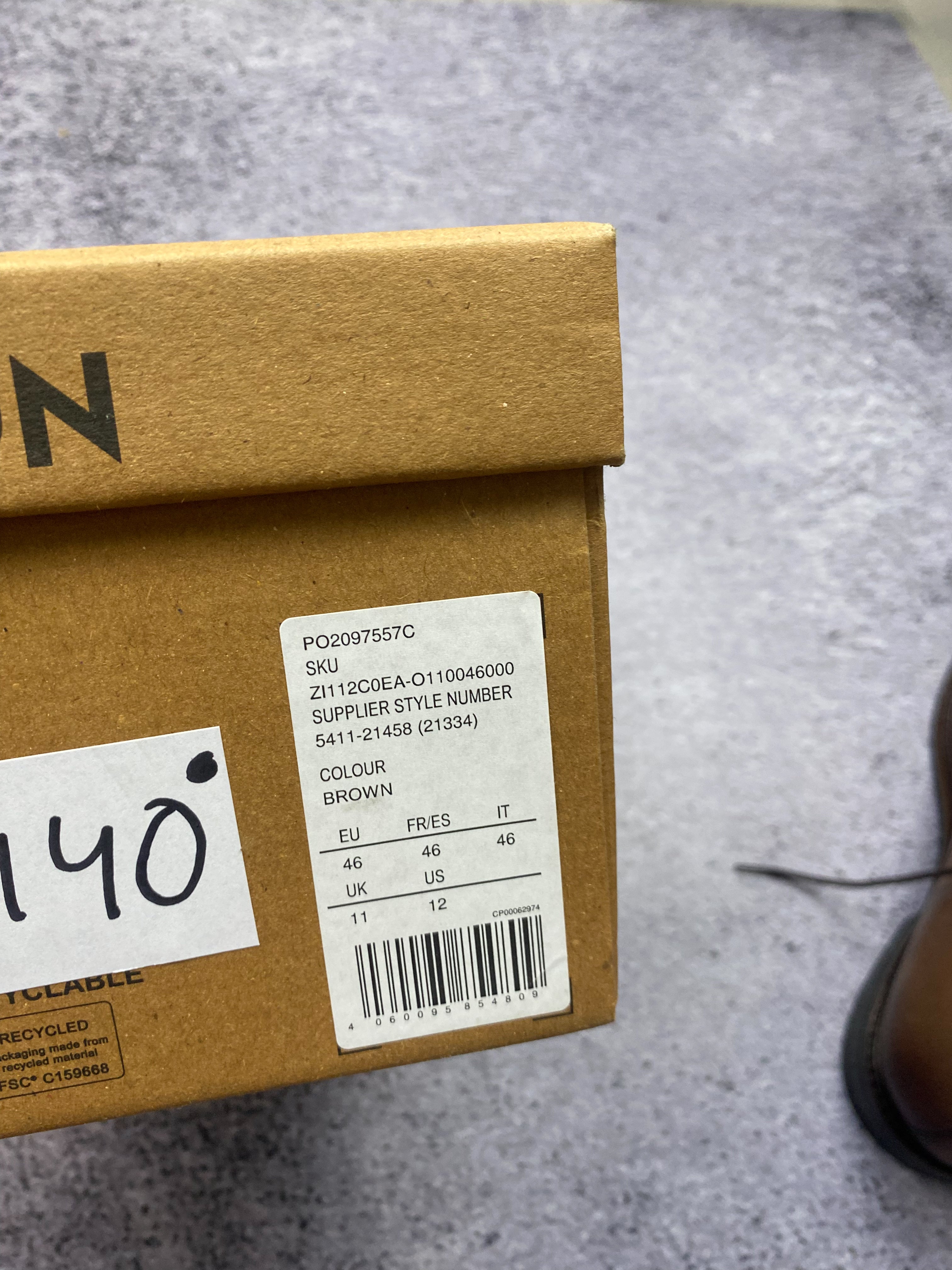 Zign Leather Oxford Derby Shoes Brown 46 New