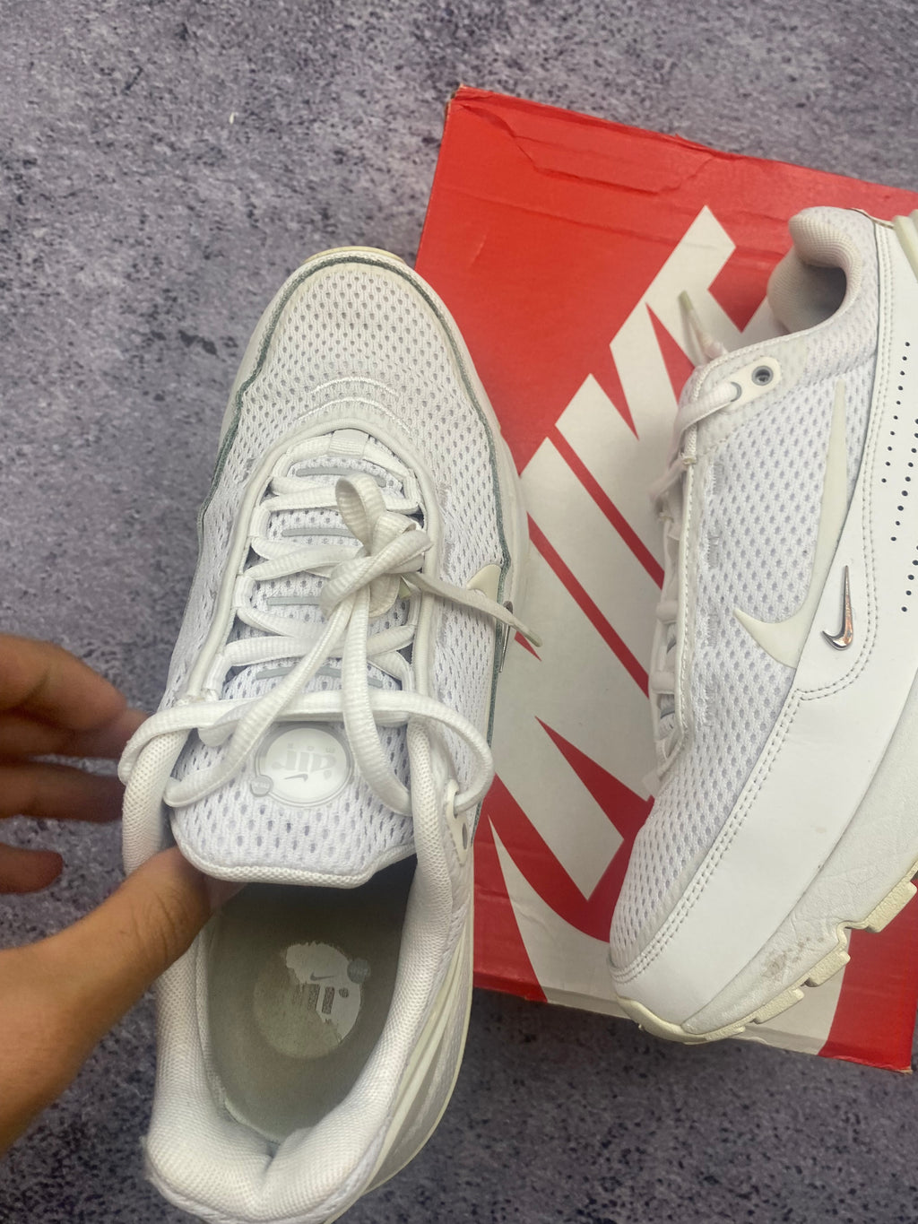 Nike Air Max AP Triple White Mesh Running Lifestyle Sneakers 43
