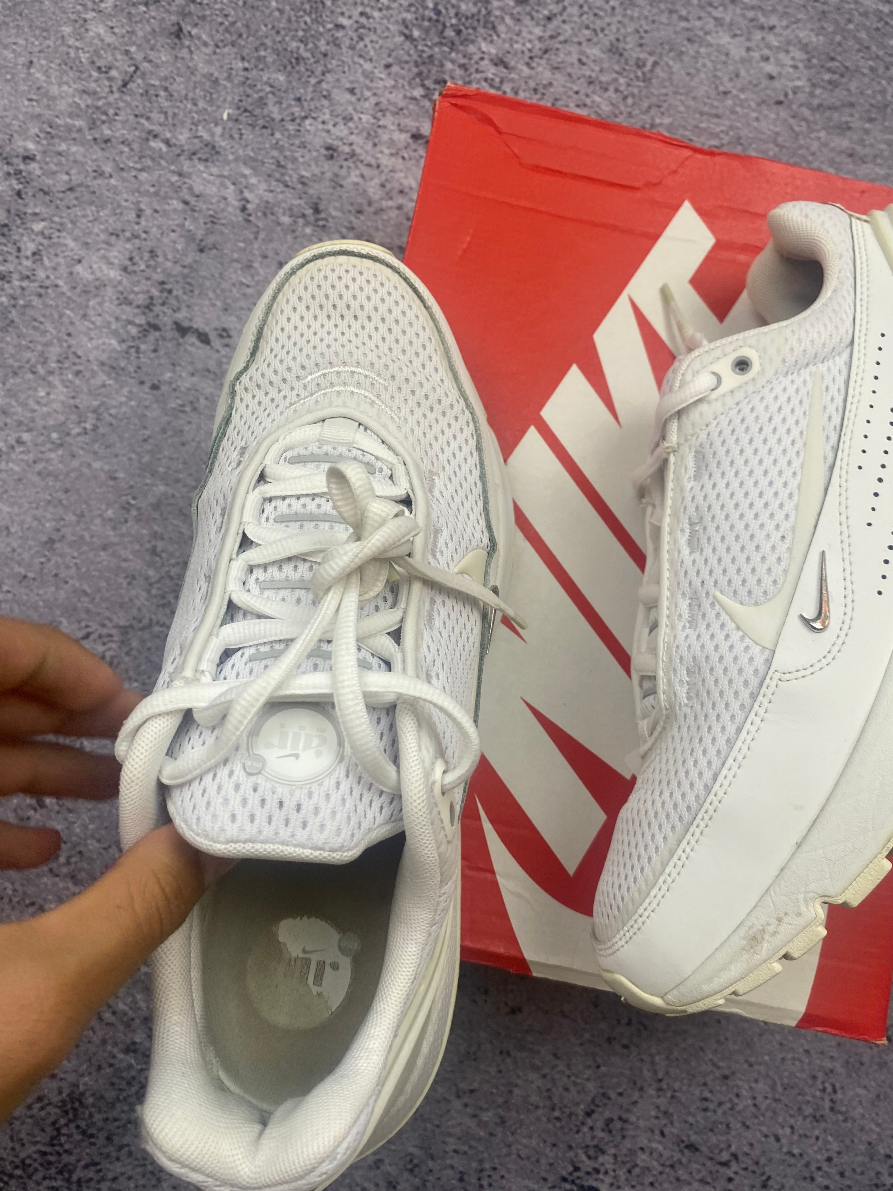 Nike Air Max AP Triple White Mesh Running Lifestyle Sneakers 43