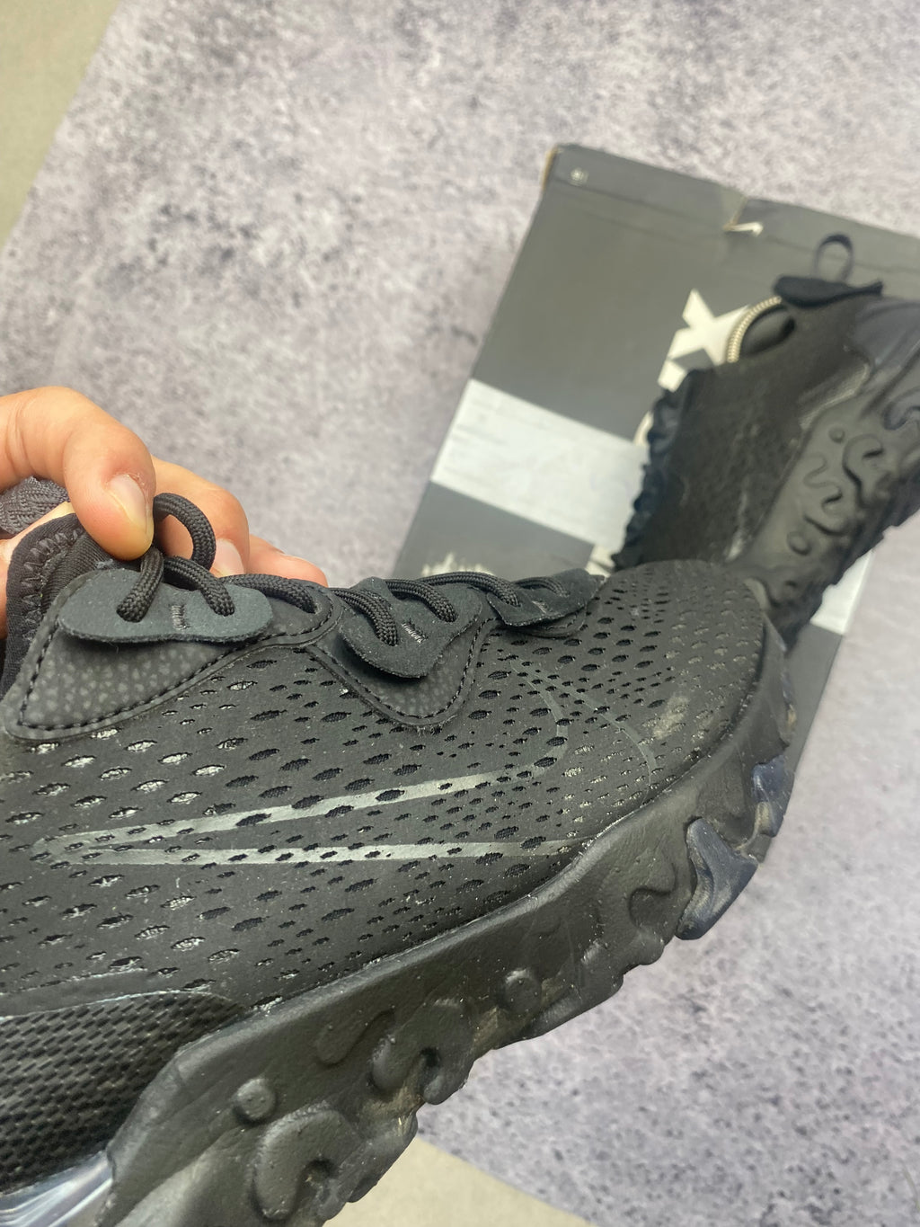 Nike React Vision Triple Black Lifestyle Running Sneakers Size 43