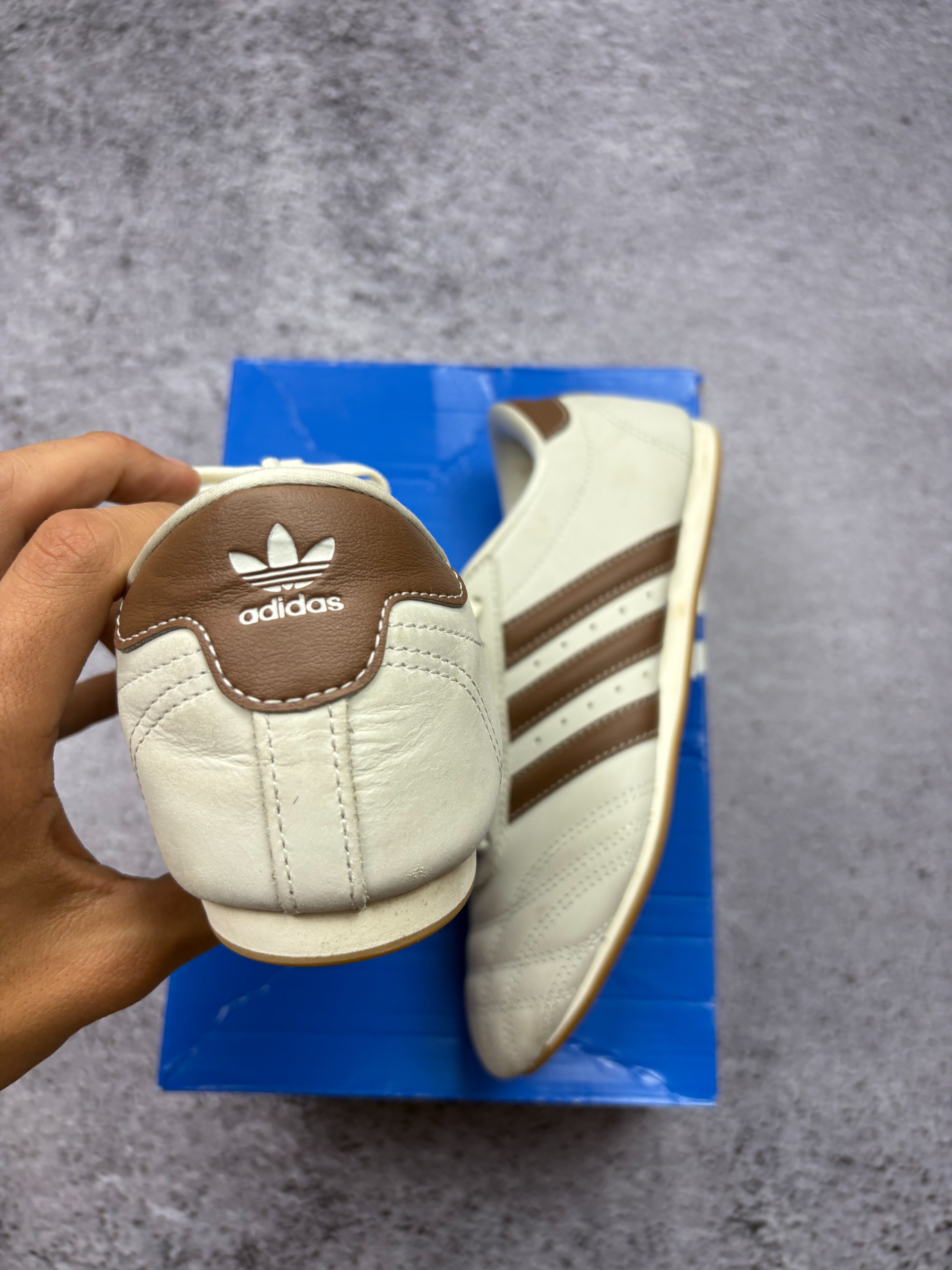 Adidas Mundial Team Cream Brown Leather Indoor Football Sneakers Retro 39 1/3