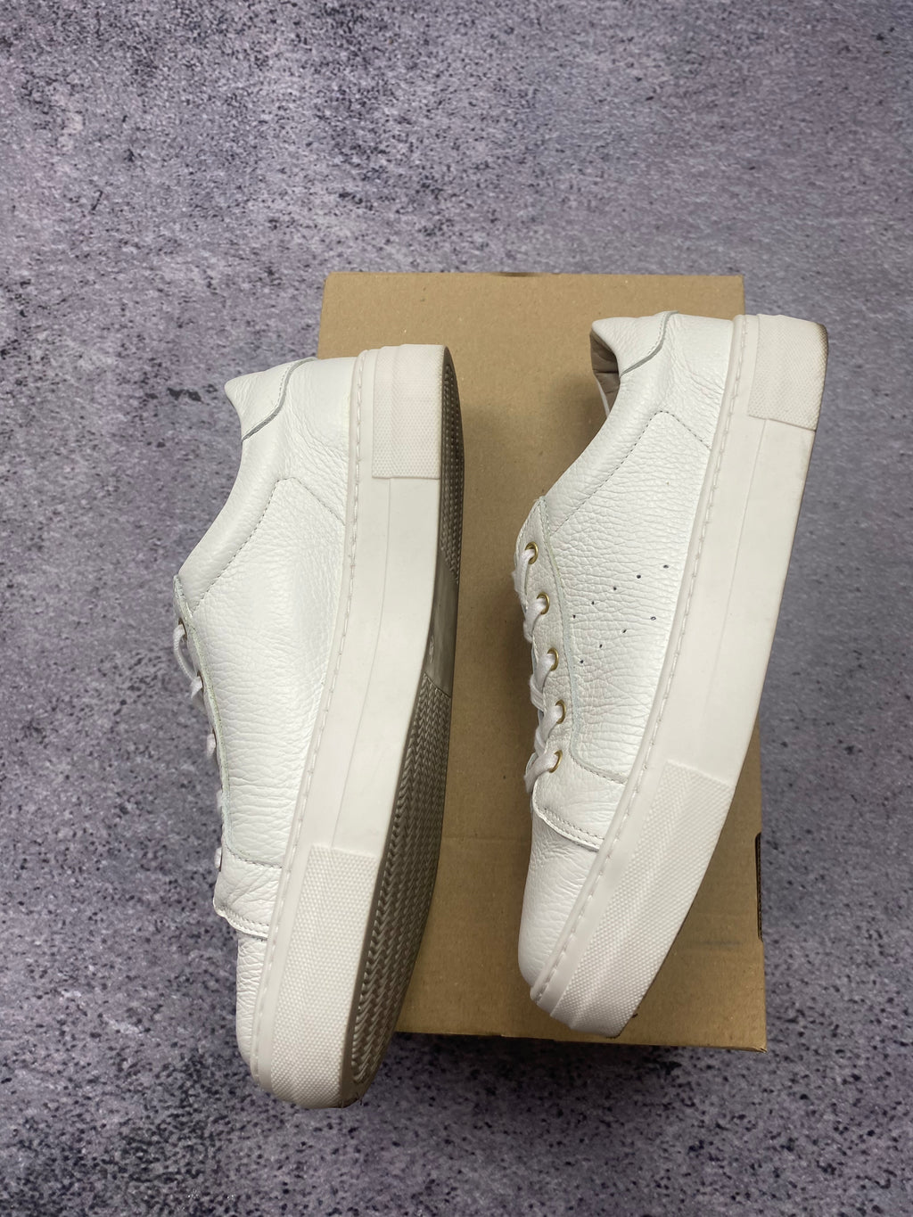 NEXT White Leather Platform Sneakers Minimalist Casual Trainers Premium UK 6.5