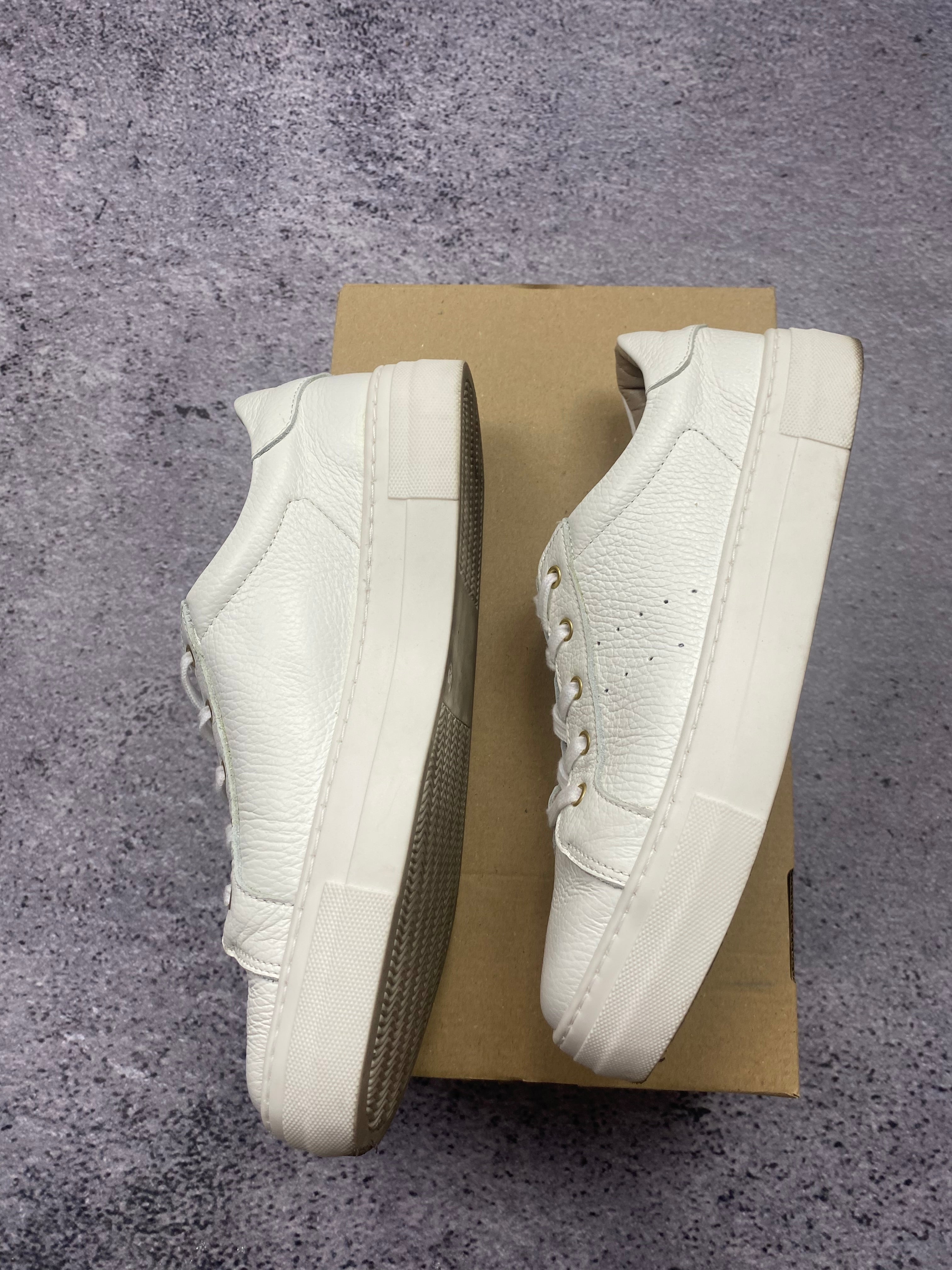 NEXT White Leather Platform Sneakers Minimalist Casual Trainers Premium UK 6.5