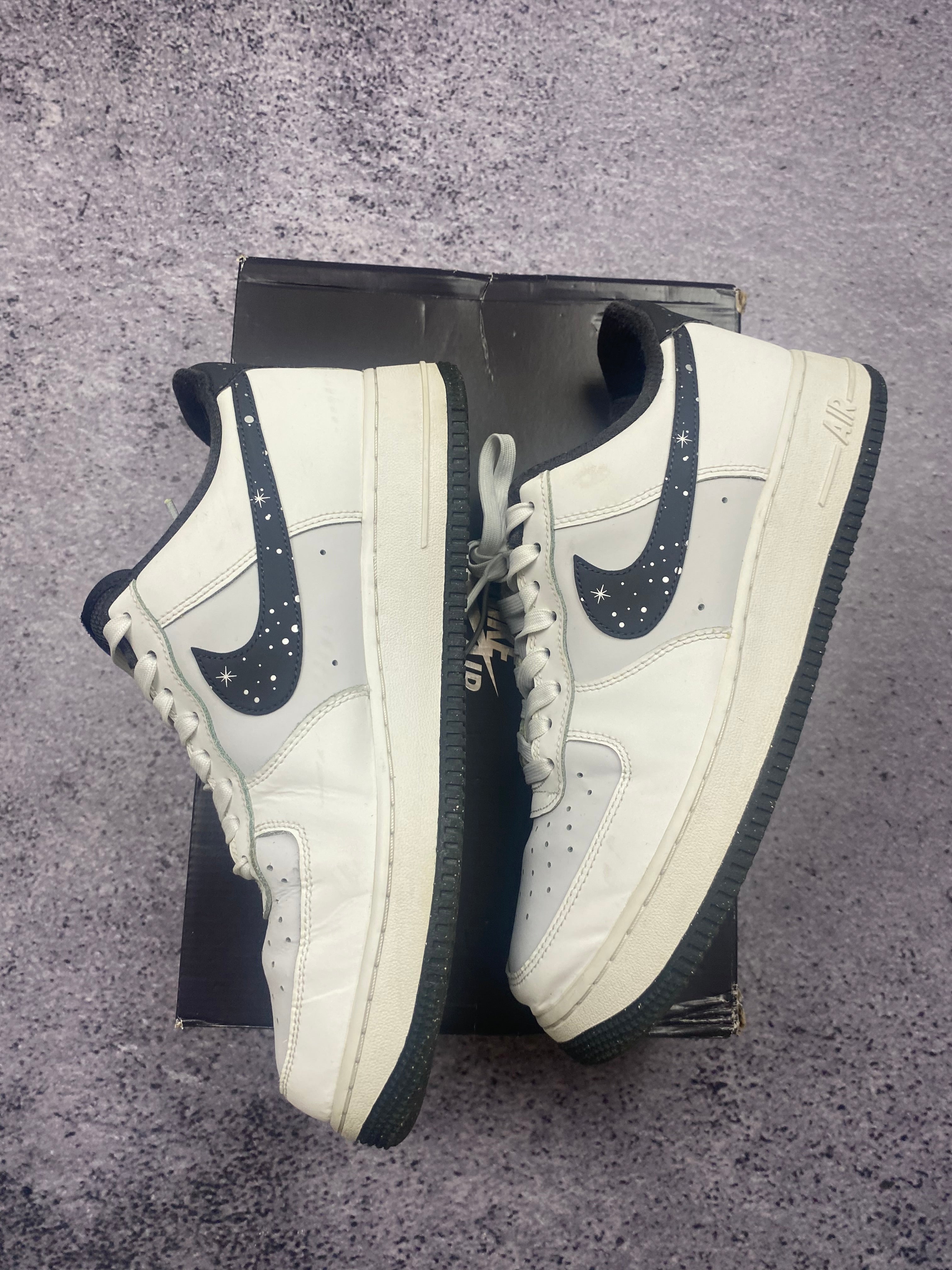 Nike Air Force 1 Low White Navy Stars Custom Sneakers Limited Edition US 9