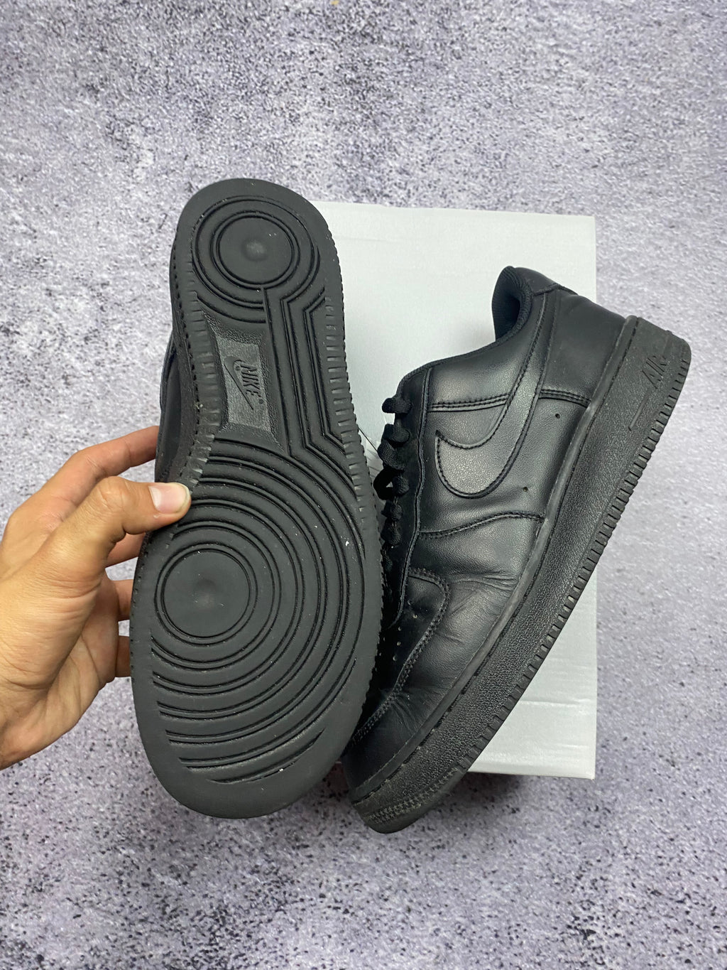 Nike Air Force 1 Low Triple Black Leather Sneakers Casual Streetwear 44