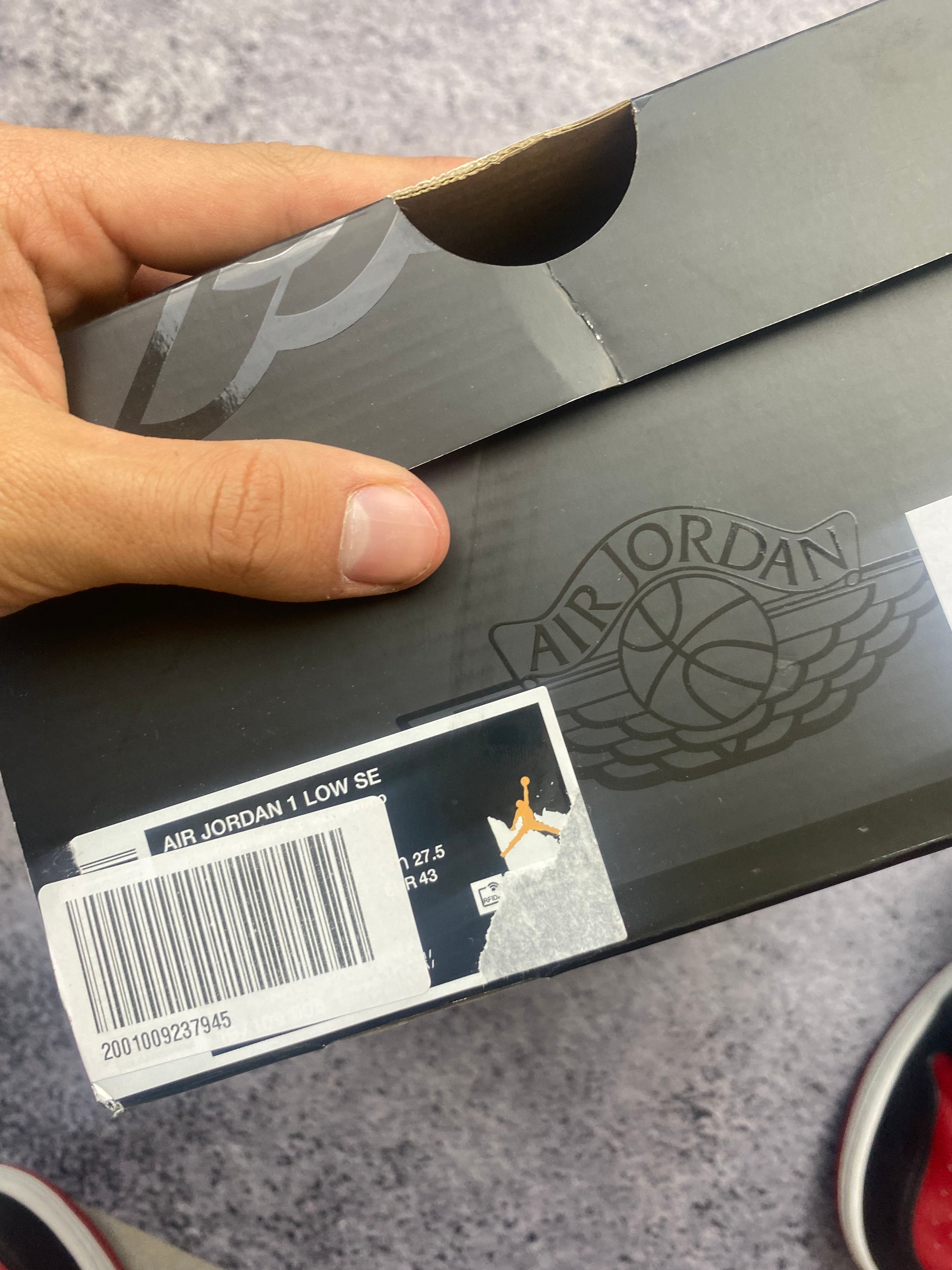 Air Jordan 1 Low Black Gym Red White "Bred Toe" Sneakers 43