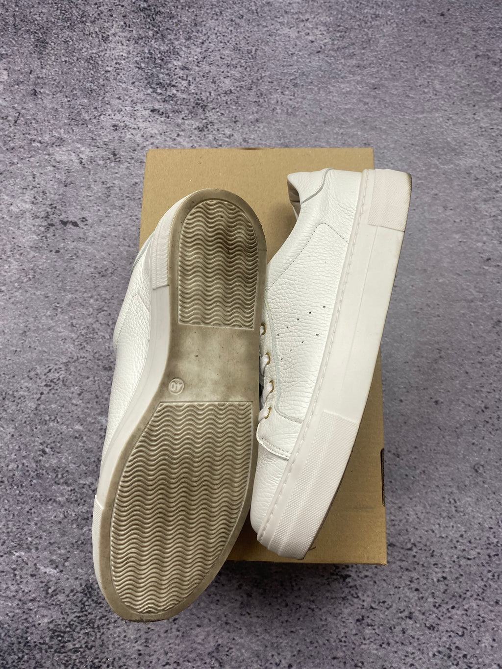 NEXT White Leather Platform Sneakers Minimalist Casual Trainers Premium UK 6.5