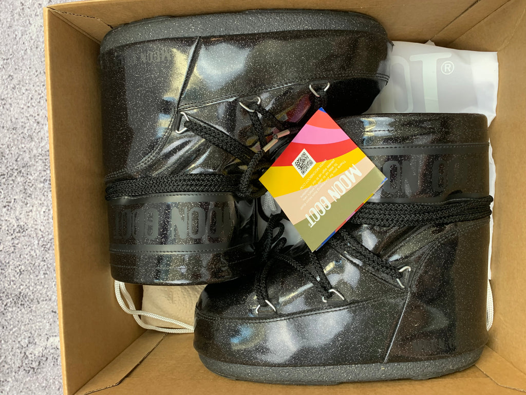 Moon Boot Icon Low Glitter Czarne Śniegowce r. 38 Stan Idealny + Box