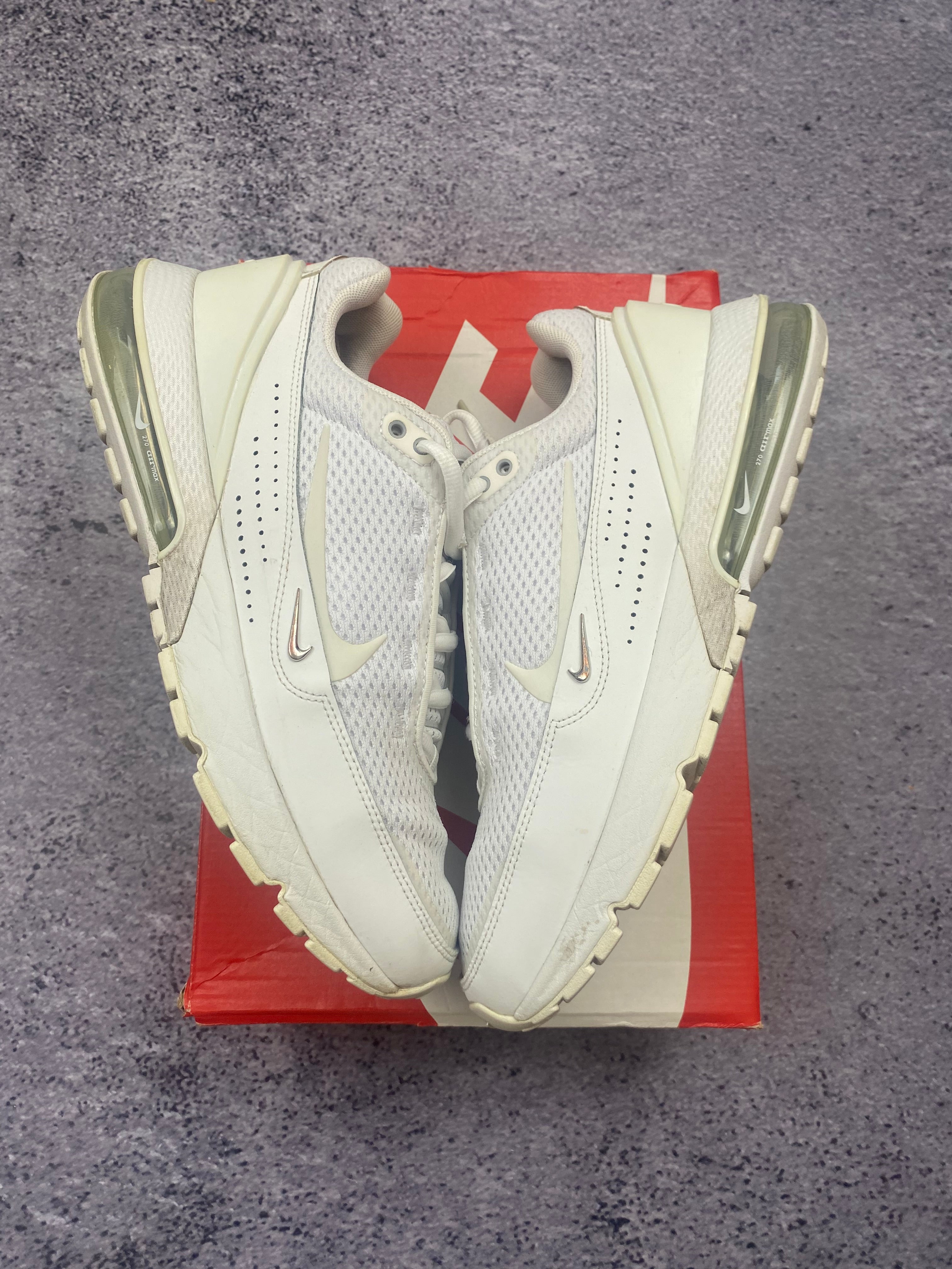 Nike Air Max AP Triple White Mesh Running Lifestyle Sneakers 43