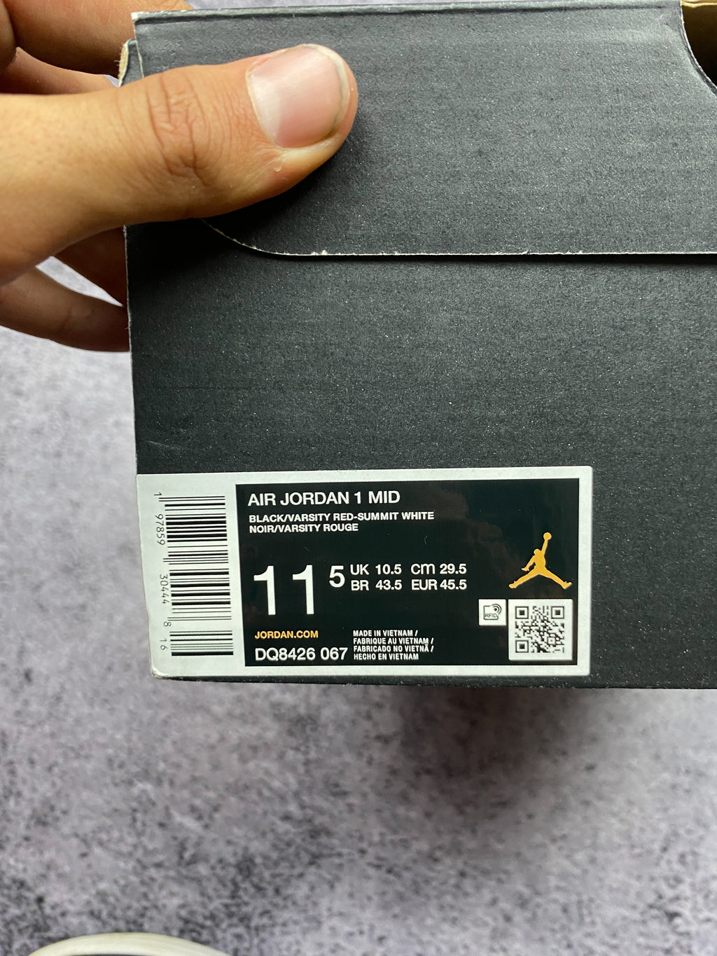 Nike Air Jordan 1 Mid Black Red 45.5 – leather sneakers