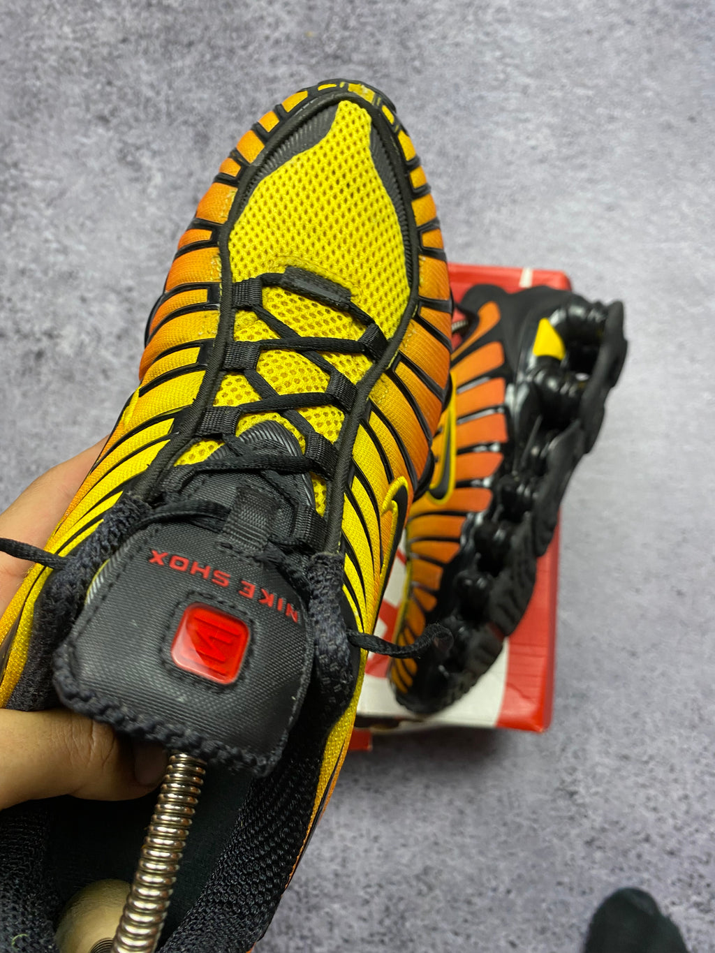 Nike Shox TL Black Orange Gradient Running Sneakers 44
