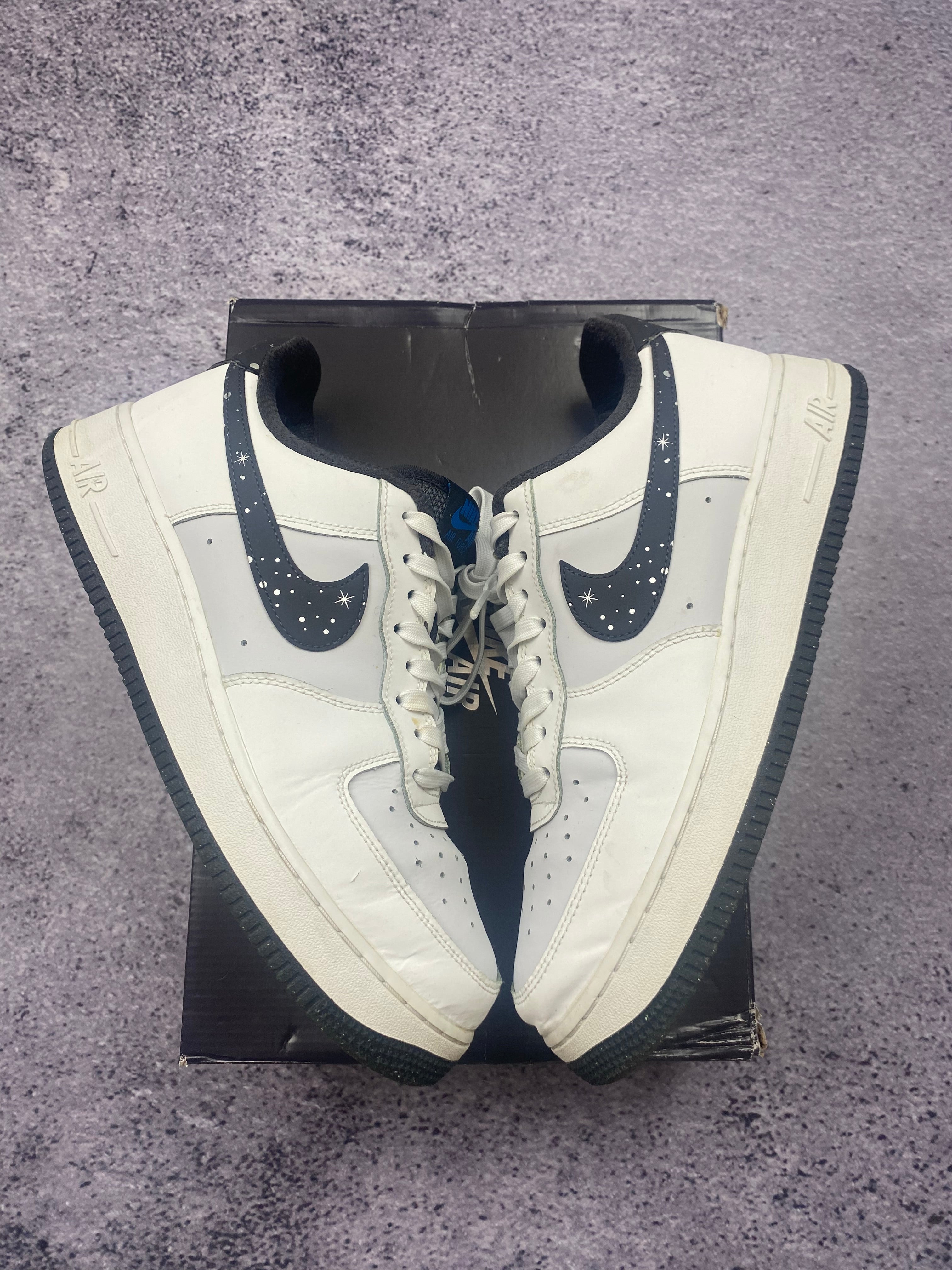 Nike Air Force 1 Low White Navy Stars Custom Sneakers Limited Edition US 9