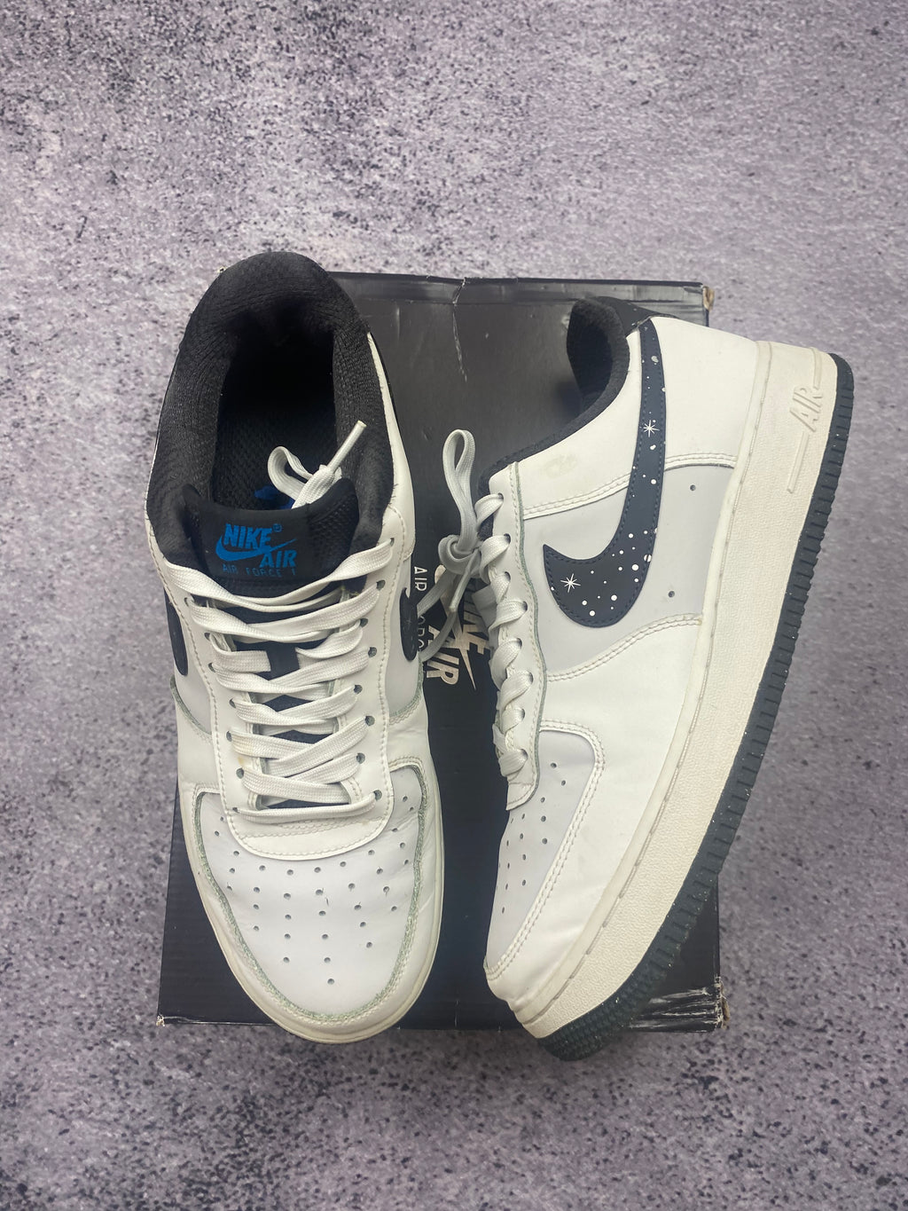 Nike Air Force 1 Low White Navy Stars Custom Sneakers Limited Edition US 9