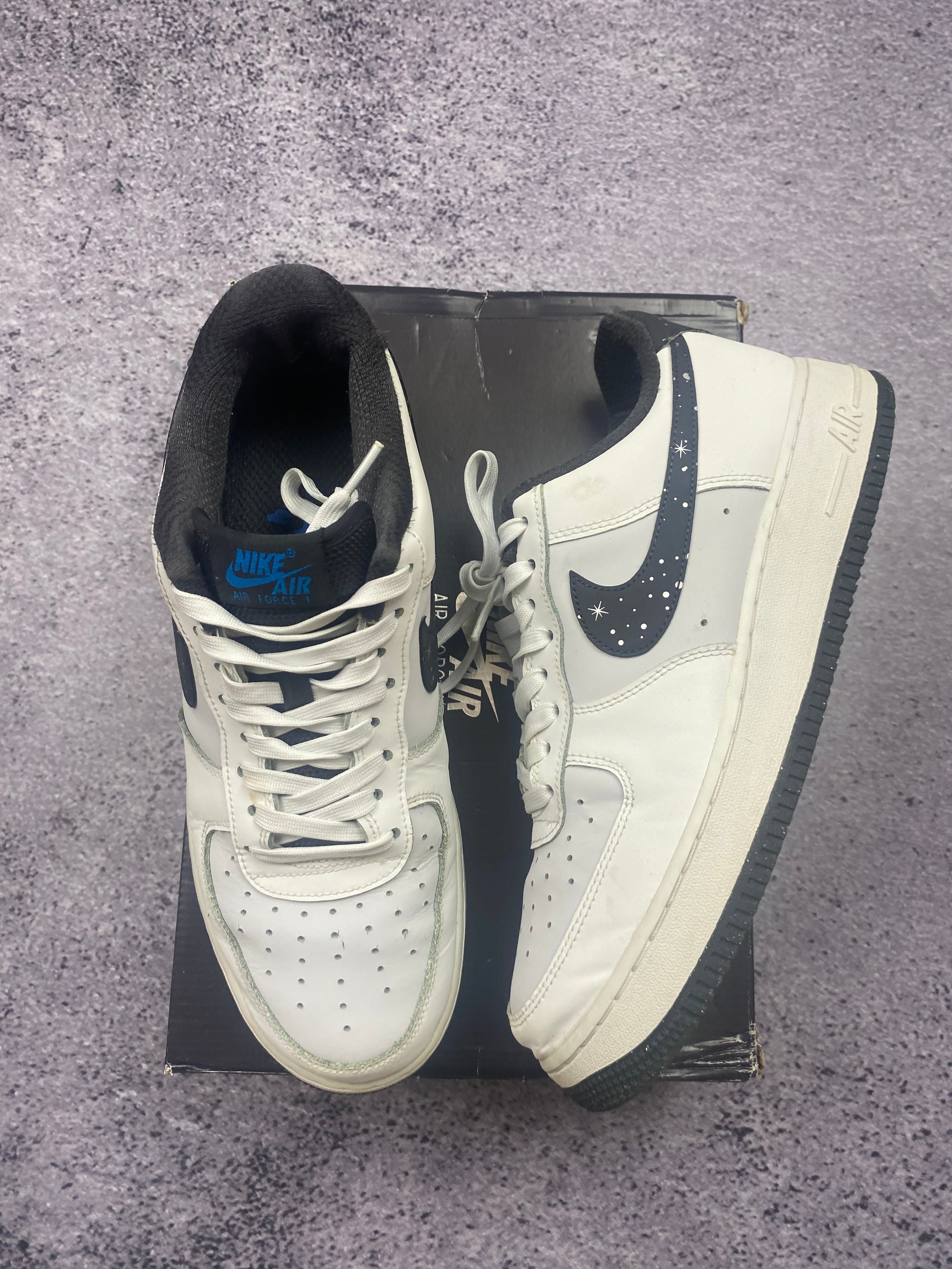 Nike Air Force 1 Low White Navy Stars Custom Sneakers Limited Edition US 9
