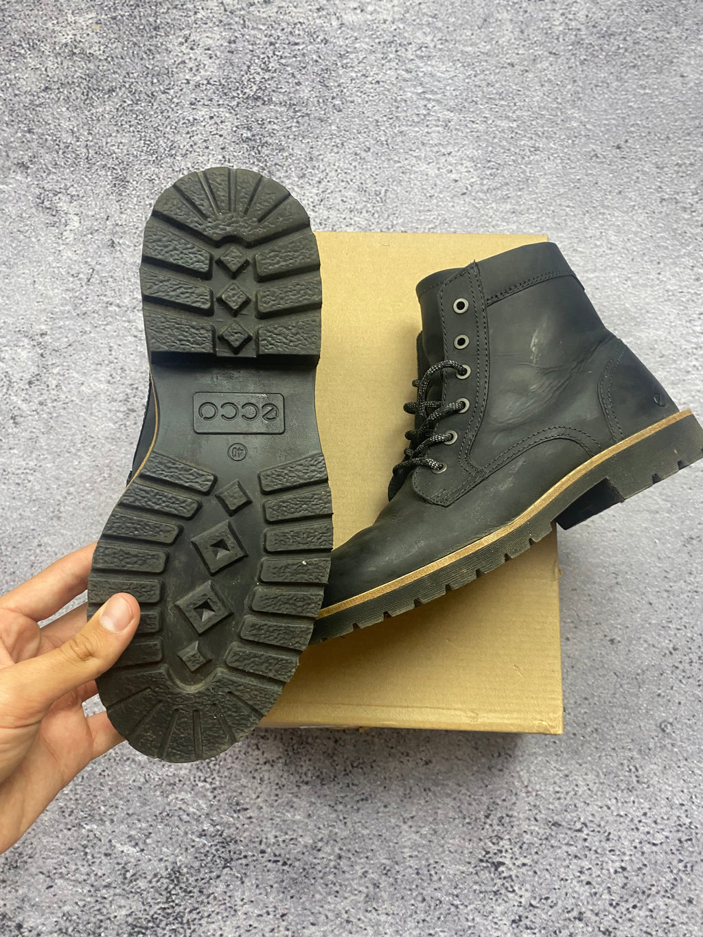 Ecco black leather trekking ankle boots size 40