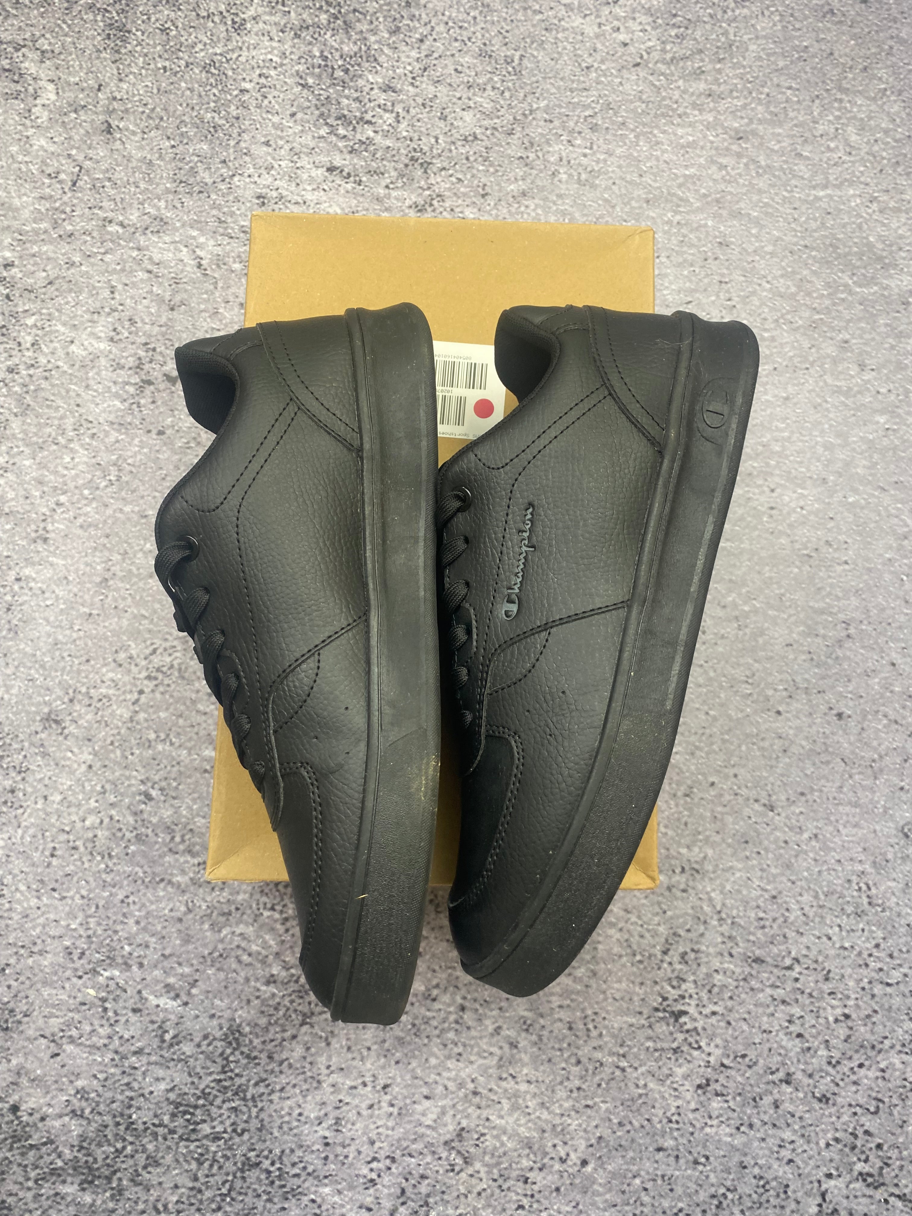 Champion Low Cut Court Club Triple Black Leather Sneakers 43