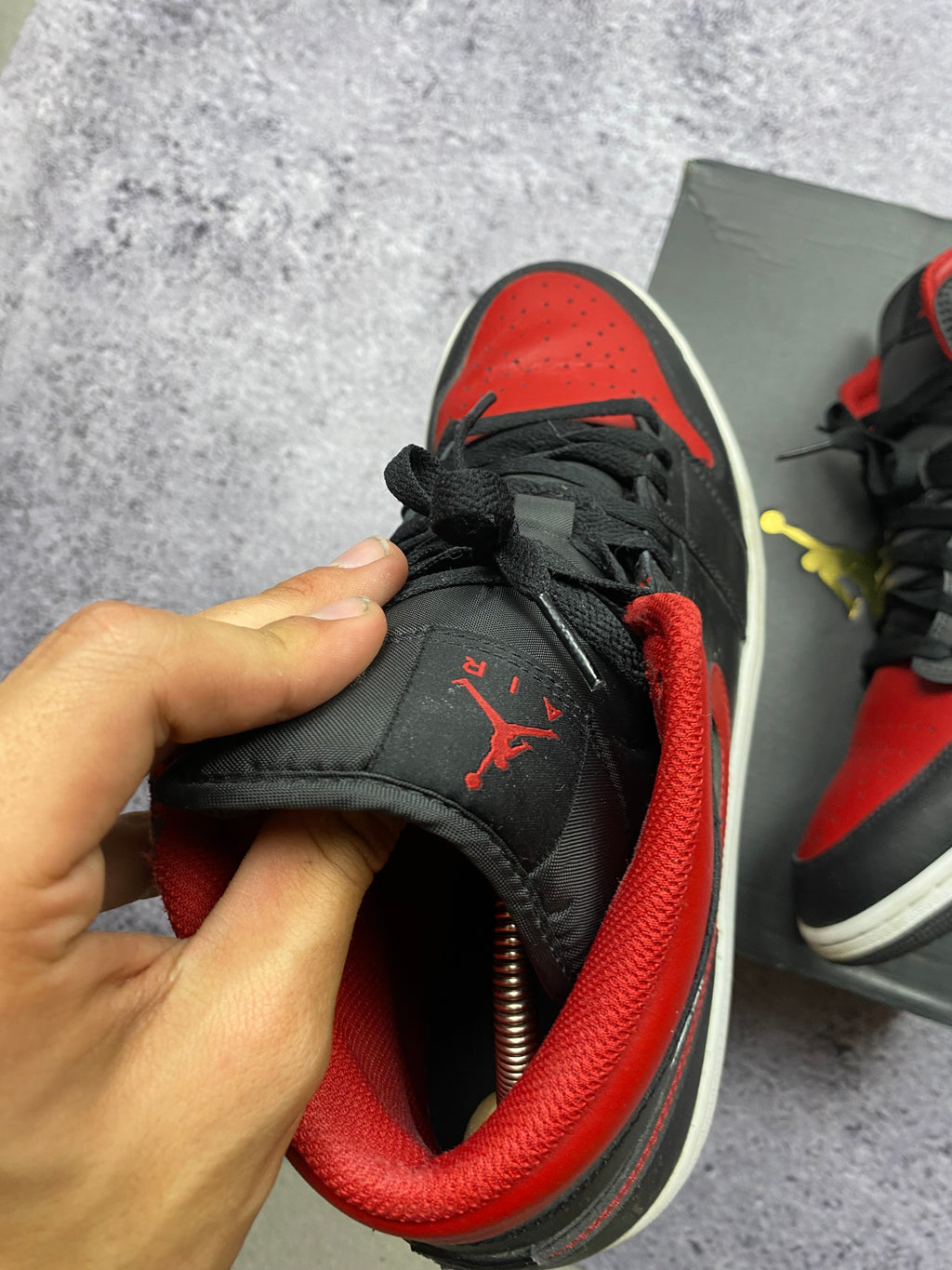 Nike Air Jordan 1 Mid Black Red 45.5 – leather sneakers
