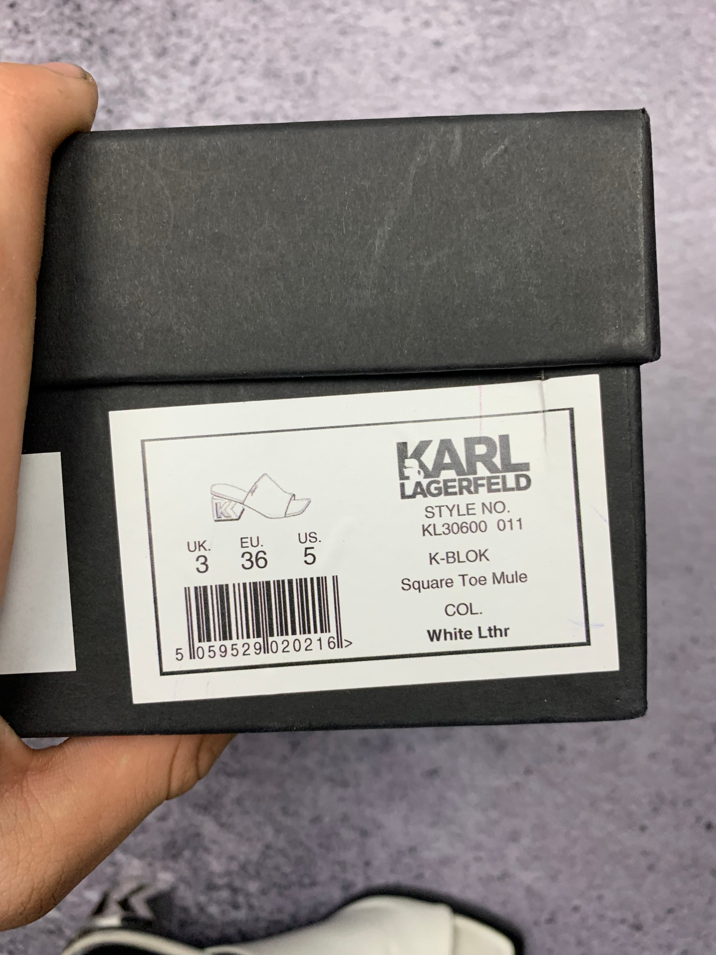 Karl Lagerfeld K-Blok Square Toe Mule r. 36 skórzane klapki na obcasie