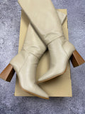 Beige women's block heel boots size 41