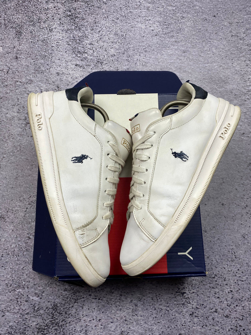 Polo Ralph Lauren Leather Court Sneakers White Navy 44