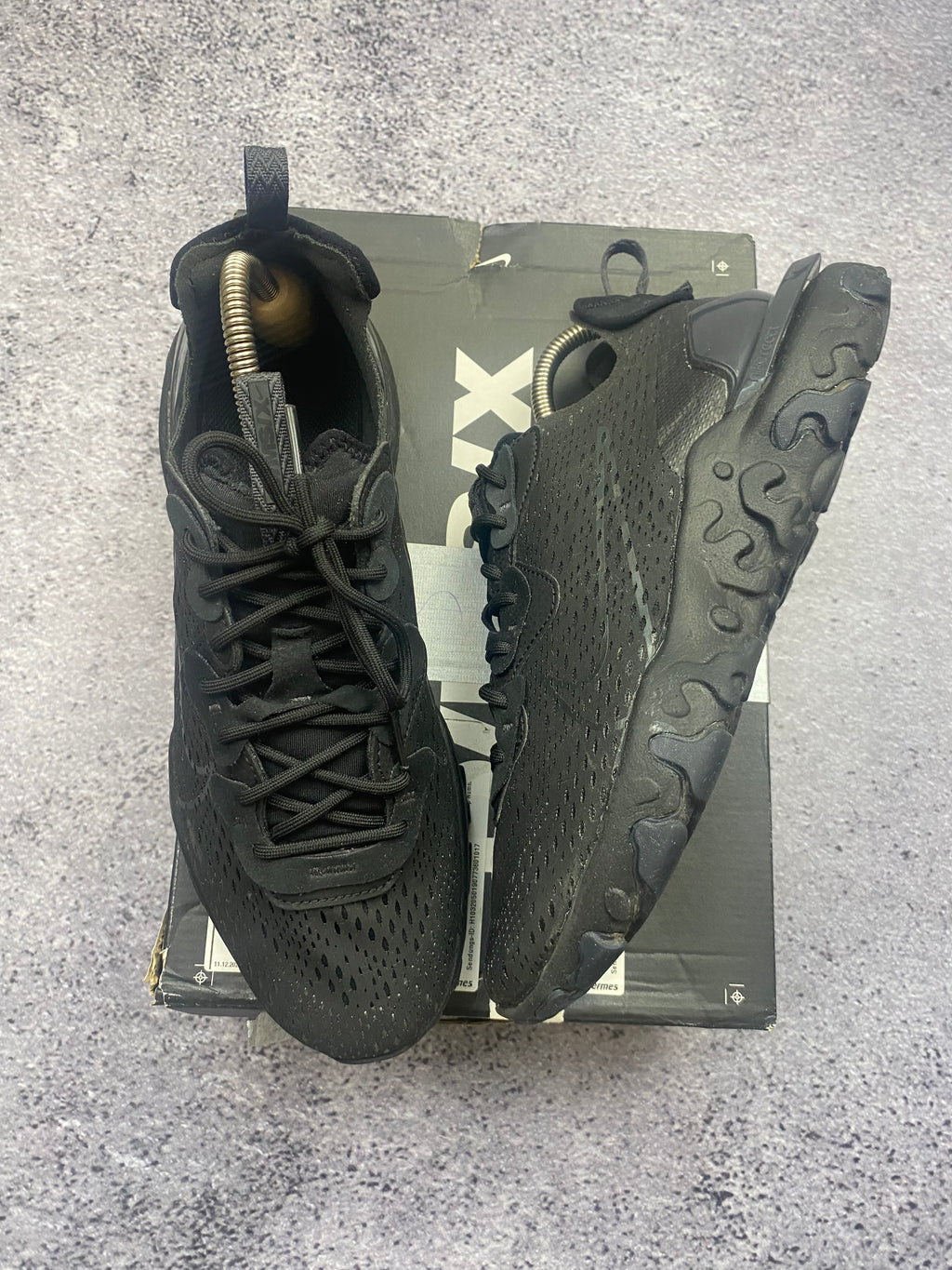 Nike React Vision Triple Black Lifestyle Running Sneakers Size 43