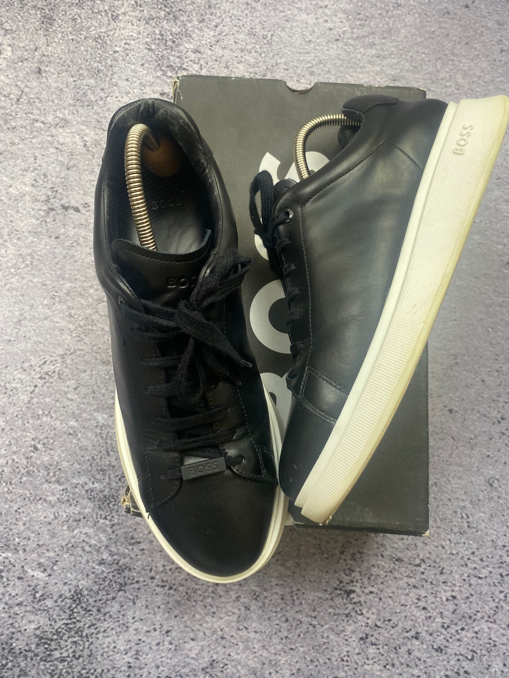 Hugo Boss Leather Cupsole Black White Premium Sneakers 43