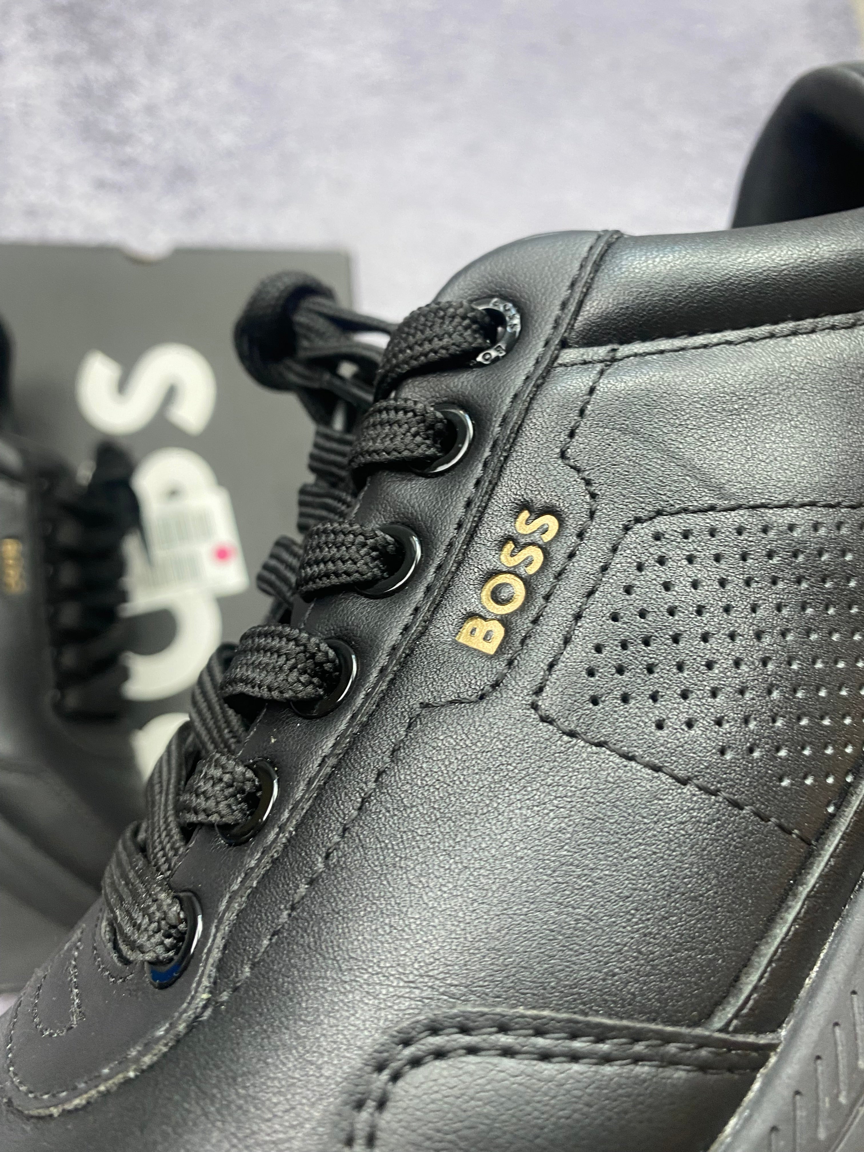 Hugo Boss Black Leather Lifestyle Sneakers Premium Designer Casual Shoes EU 40 New