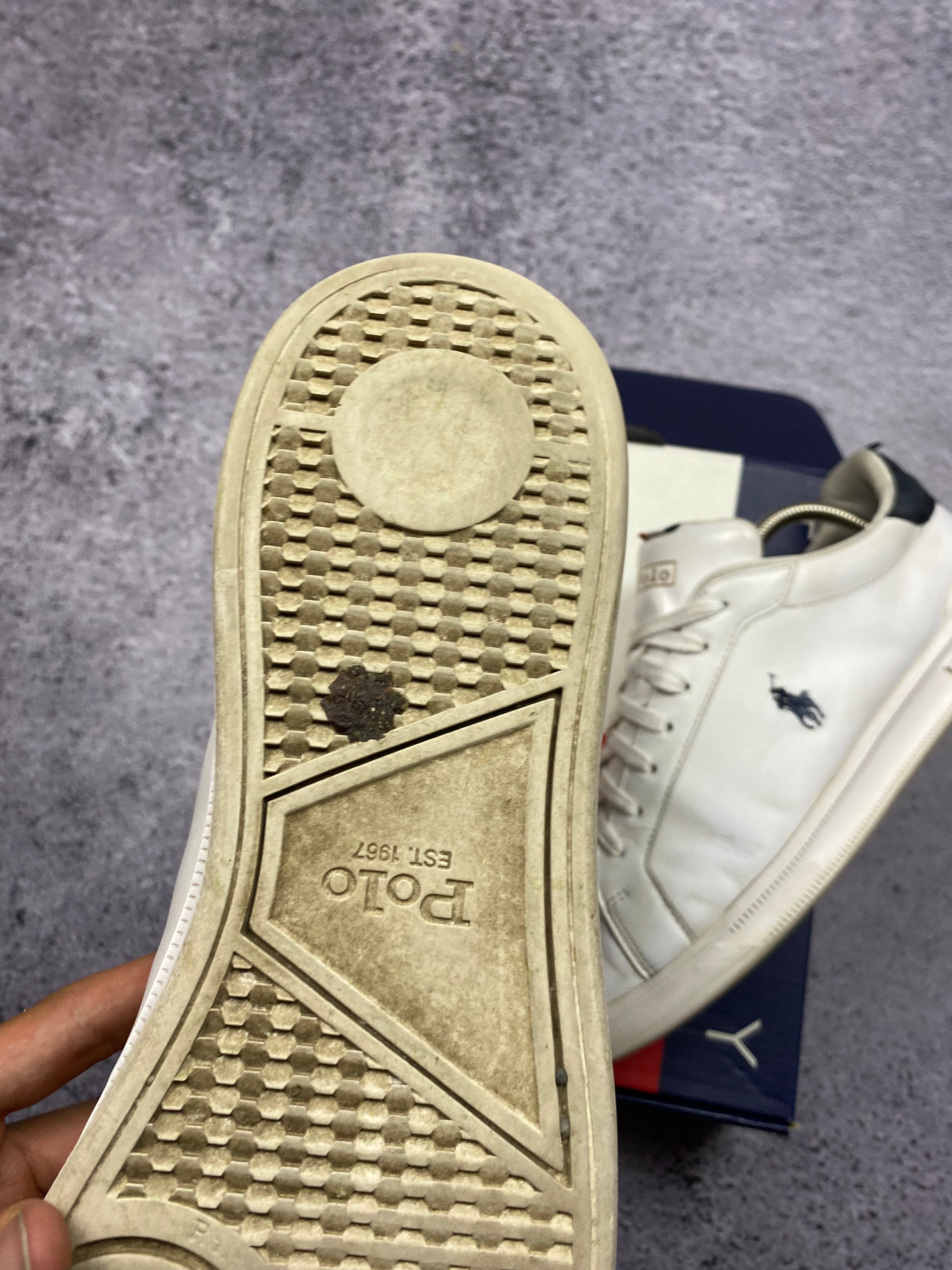 Polo Ralph Lauren Leather Court Sneakers White Navy 44