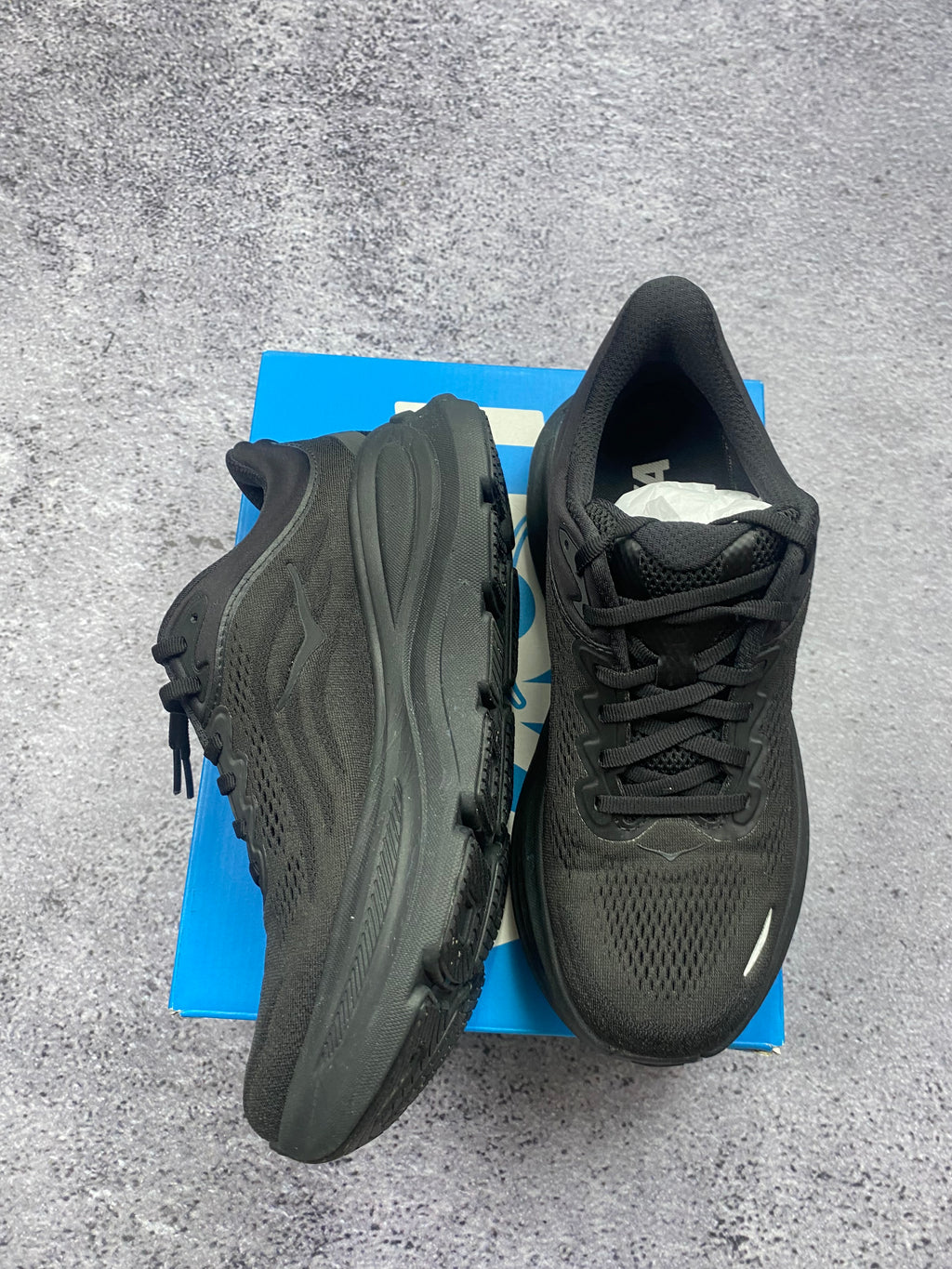 Hoka One One Clifton 9 Triple Black Running Shoes Lightweight Cushioned Trainers EU 40 New