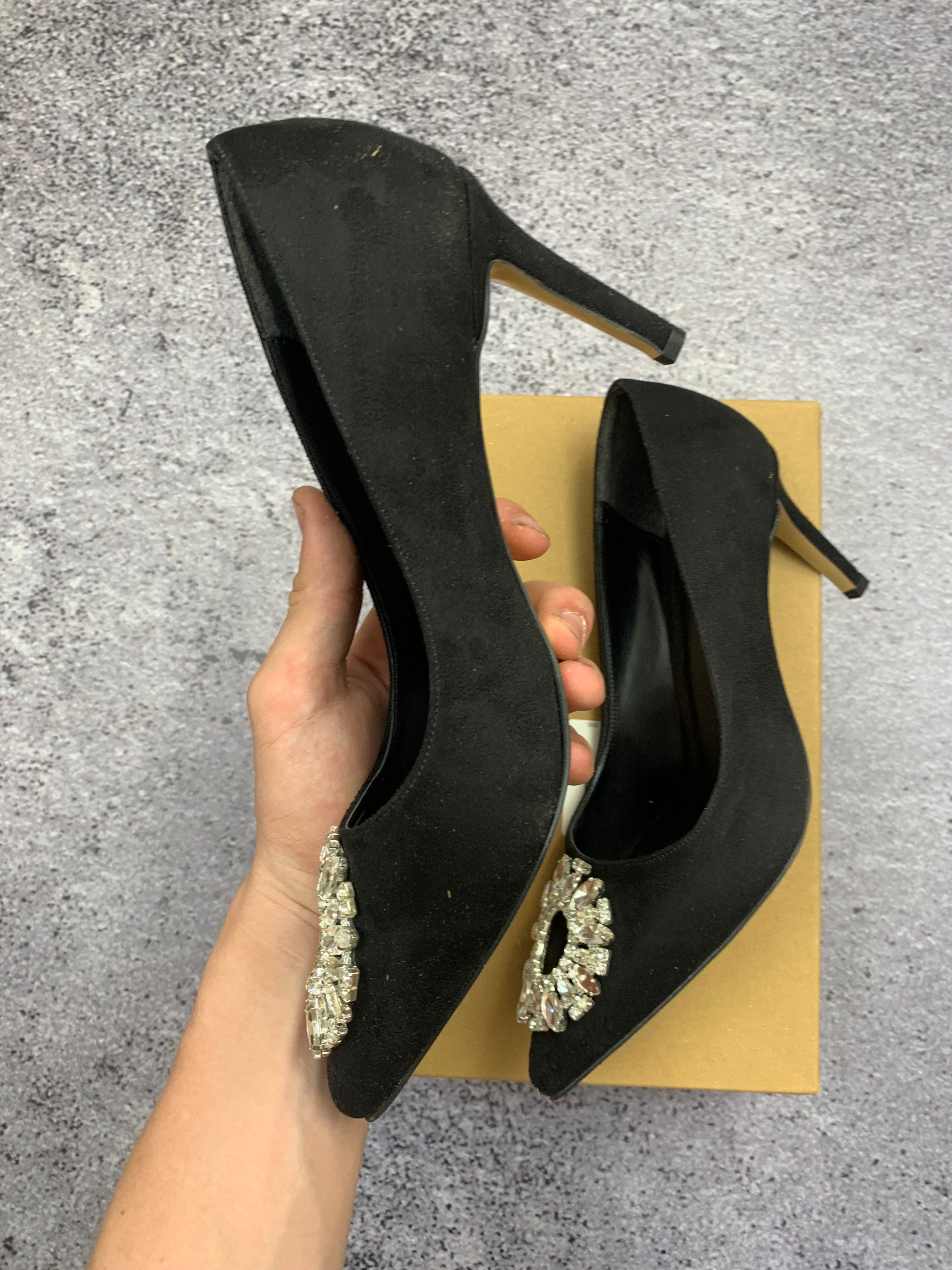 Trendyol Czółenka Szpilki z Kryształową Ozdobą Czarne Eleganckie r. 38 Nowe