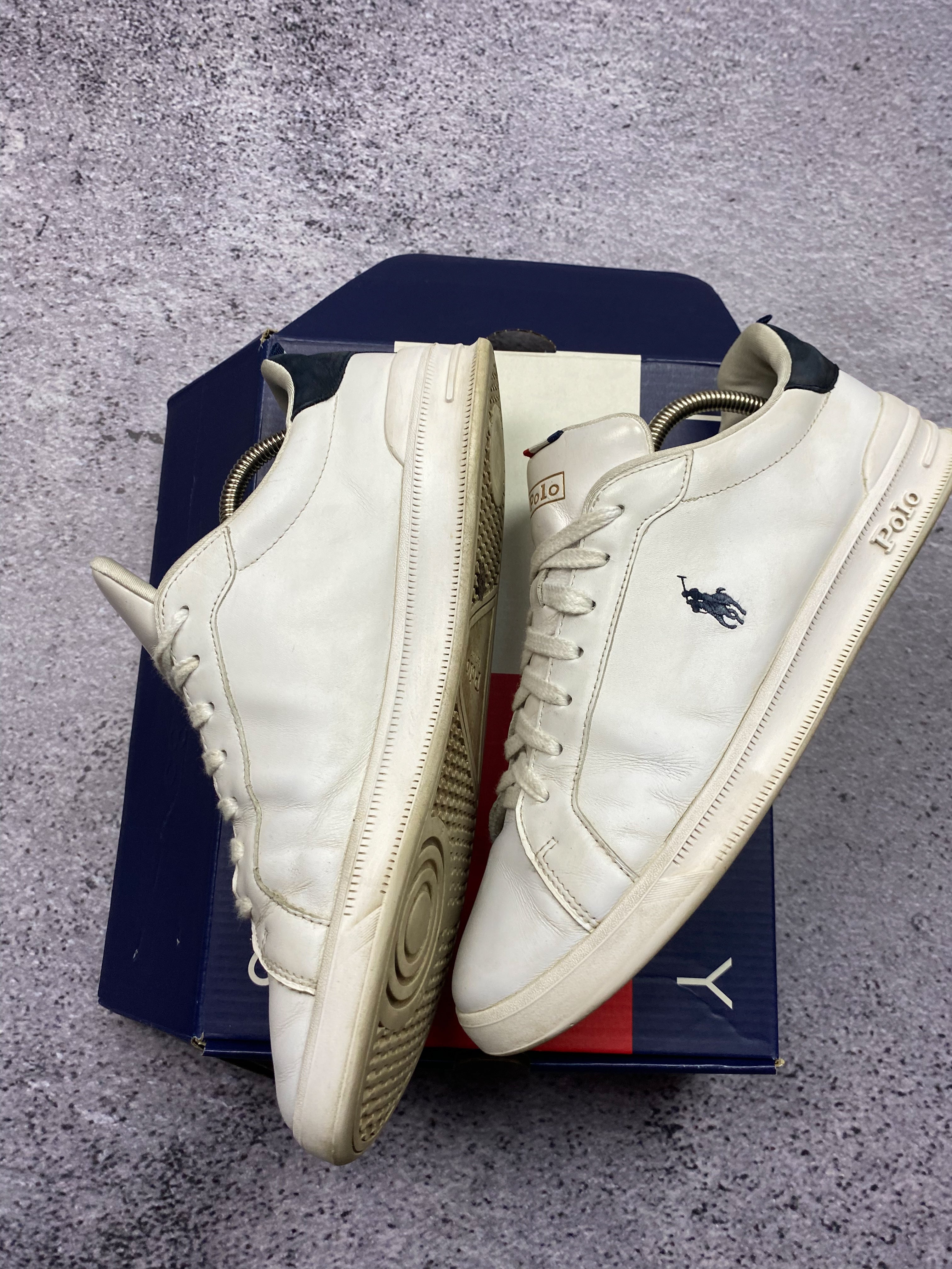 Polo Ralph Lauren Leather Court Sneakers White Navy 44