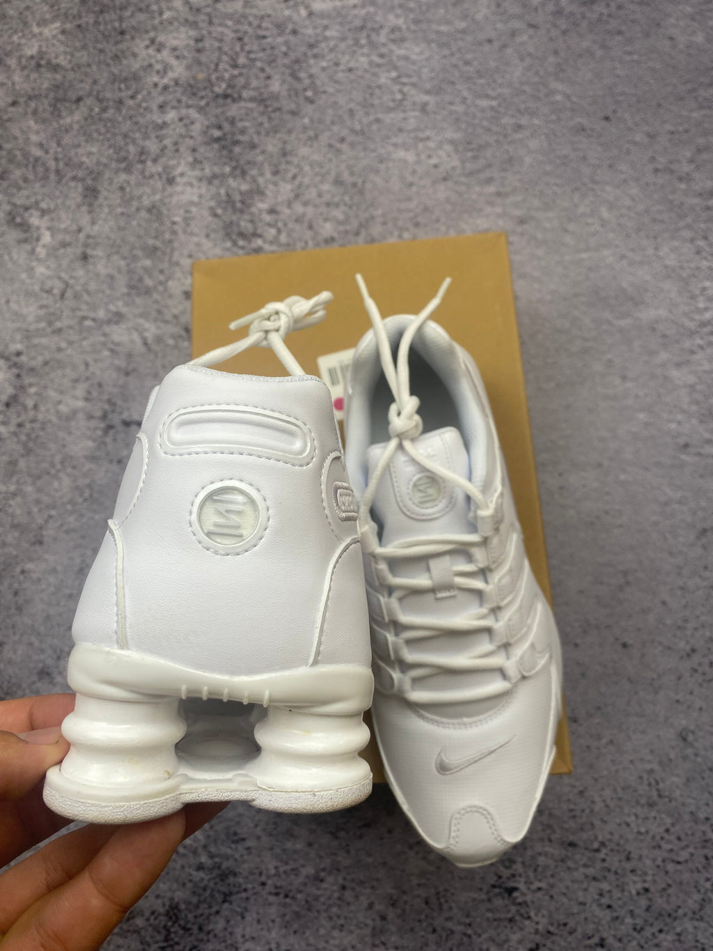 Nike Shox NZ EU Triple White Leather Running Sneakers 43