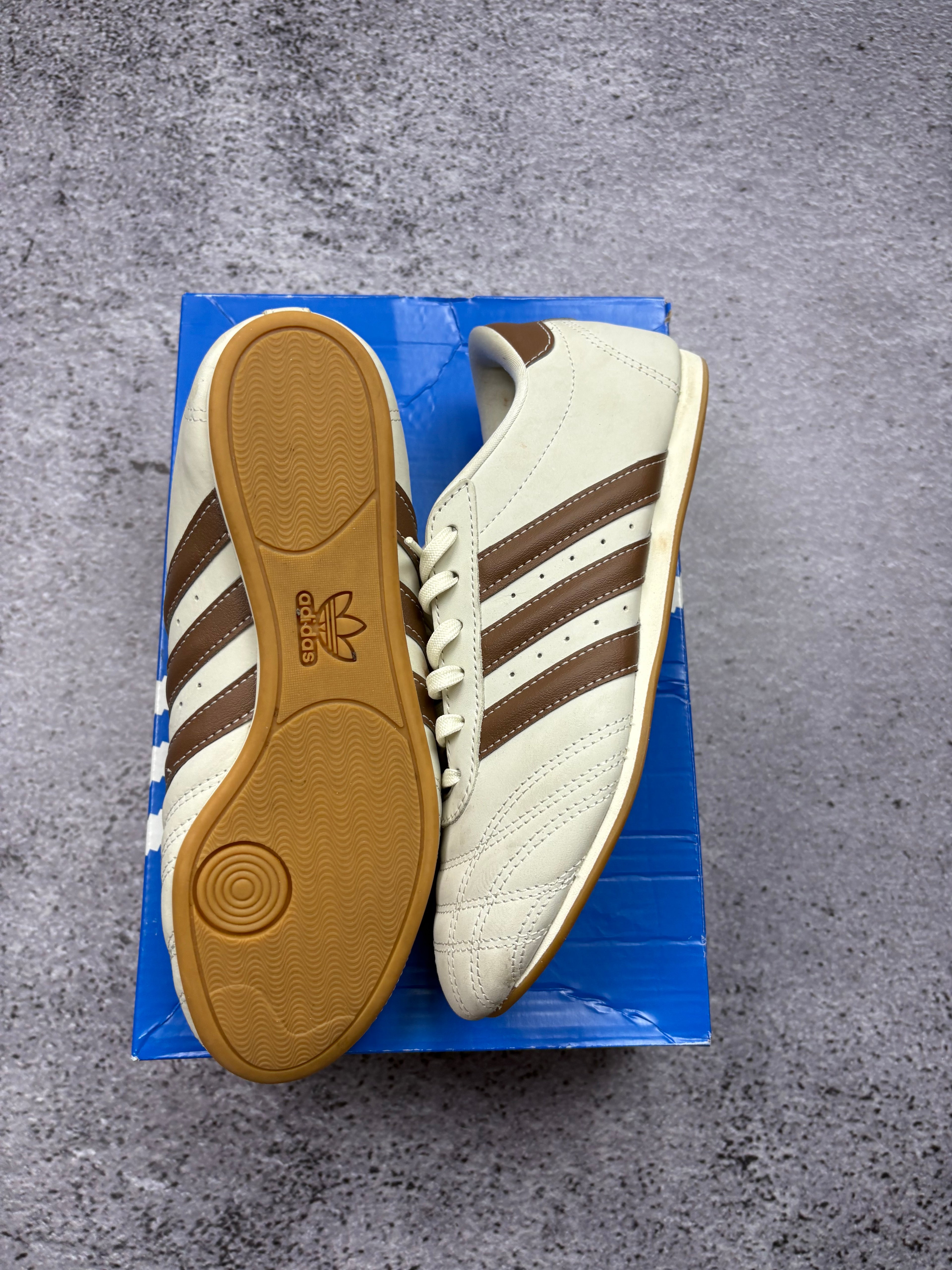 Adidas Mundial Team Cream Brown Leather Indoor Football Sneakers Retro 39 1/3