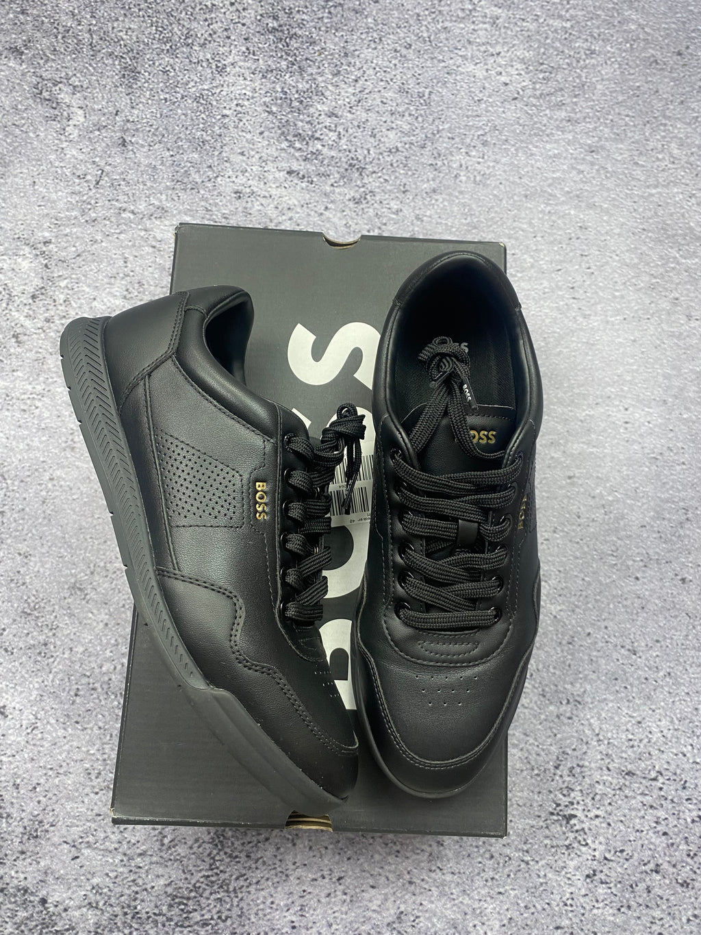 Hugo Boss Black Leather Lifestyle Sneakers Premium Designer Casual Shoes EU 40 New