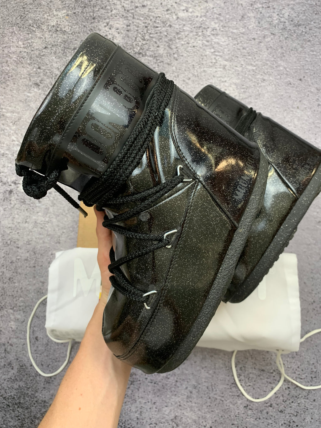 Moon Boot Icon Low Glitter Czarne Śniegowce r. 38 Stan Idealny + Box