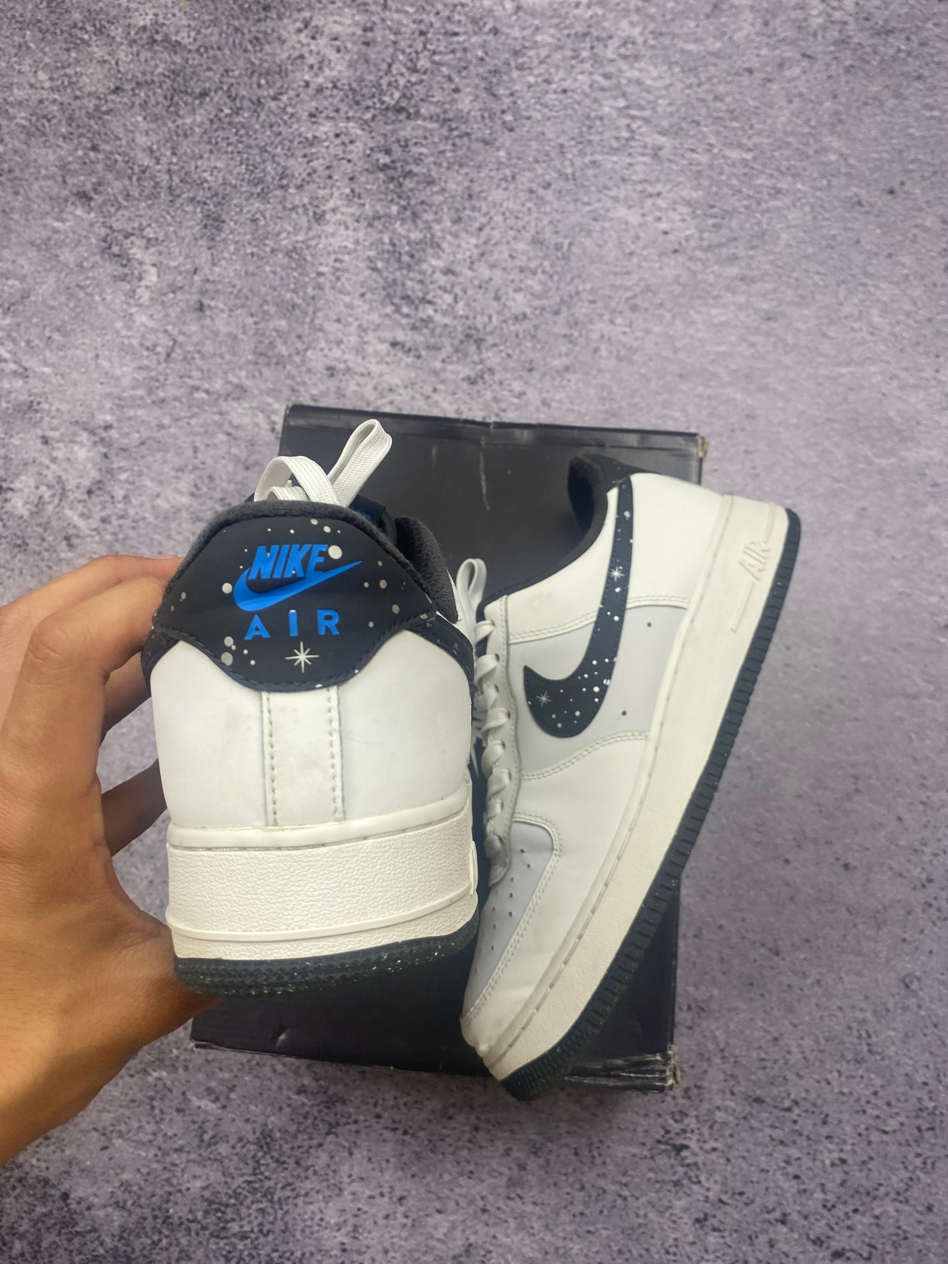 Nike Air Force 1 Low White Navy Stars Custom Sneakers Limited Edition US 9