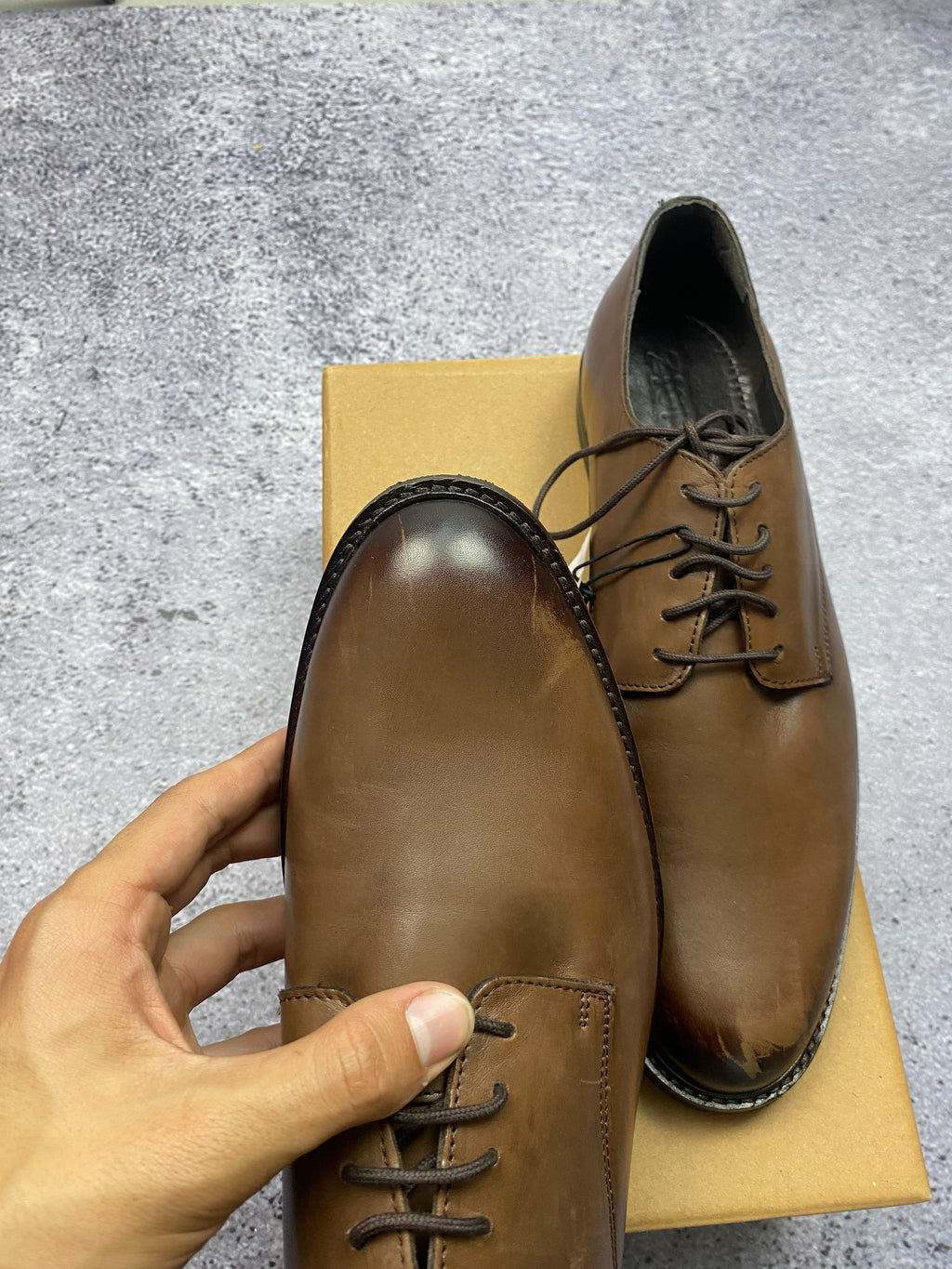 Zign Leather Oxford Derby Shoes Brown 46 New