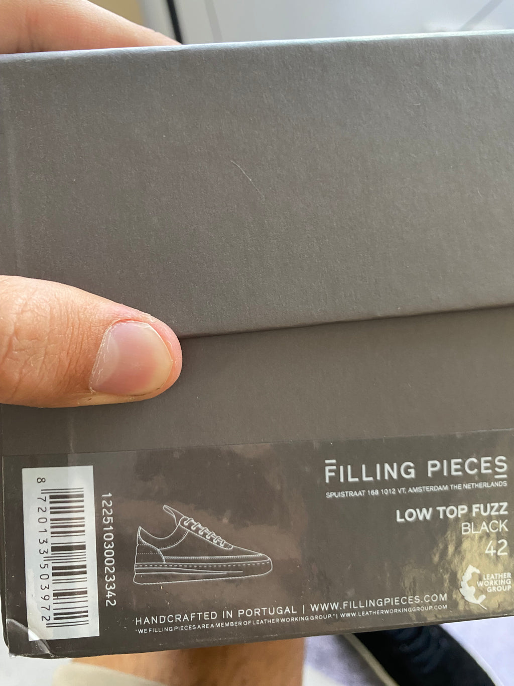 Filling Pieces Low Top Fuzz Black - premium leather sneakers size 42