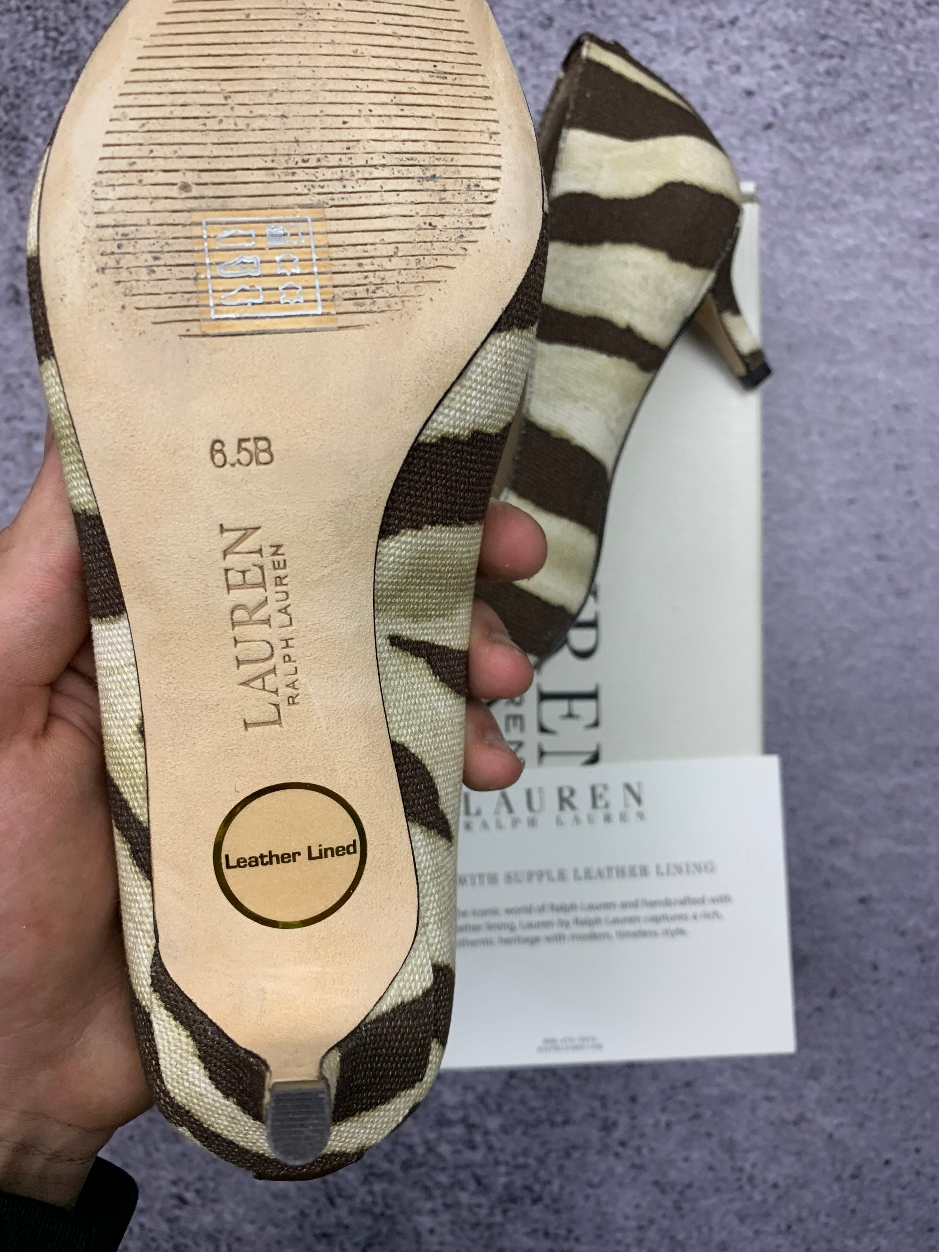 Ralph Lauren szpilki zebra r. 36,5 skórzane czółenka