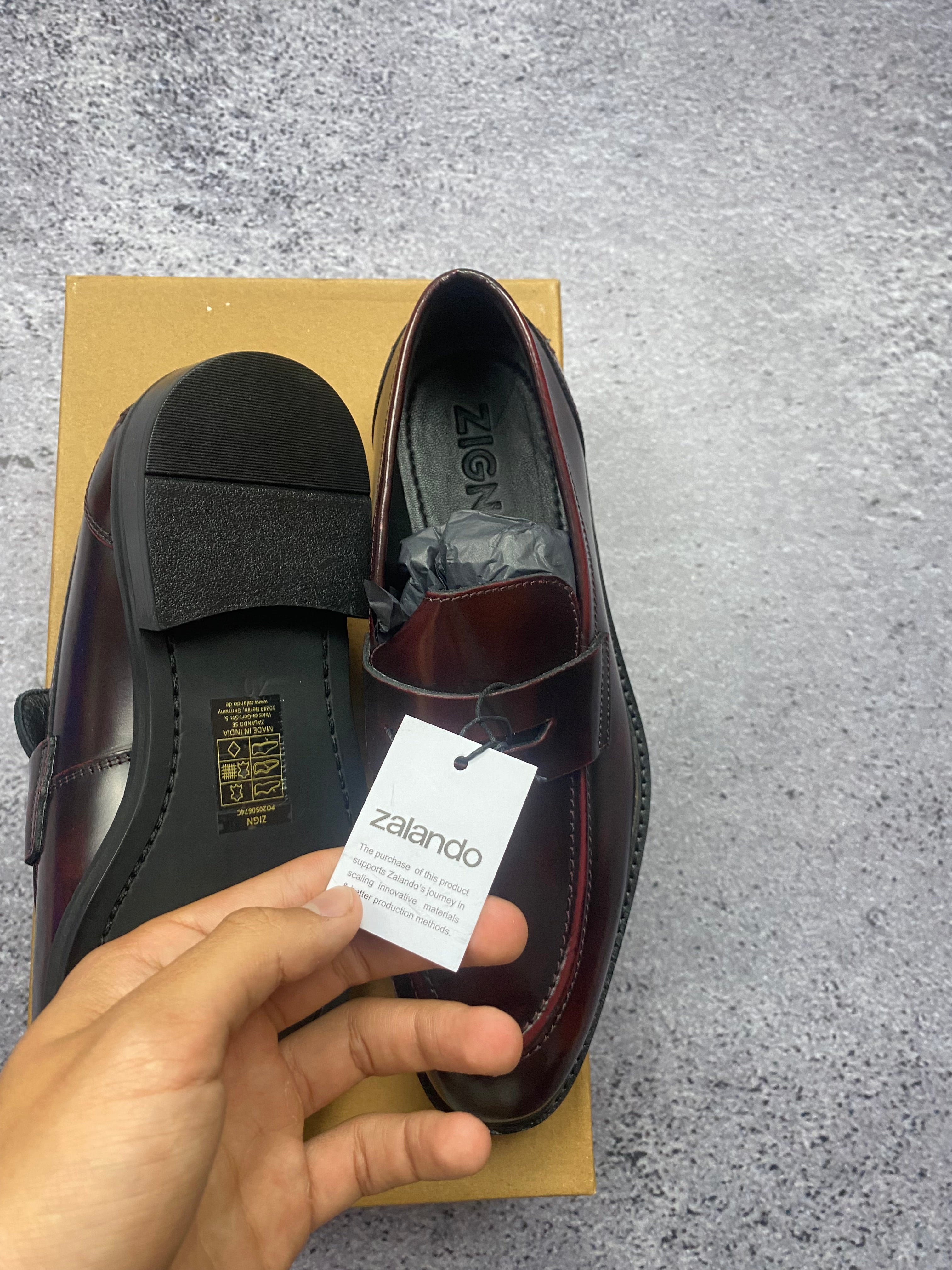 Zign Premium Burgundy Penny Loafers Leather Classic Smart Casual Shoes EU 40 New