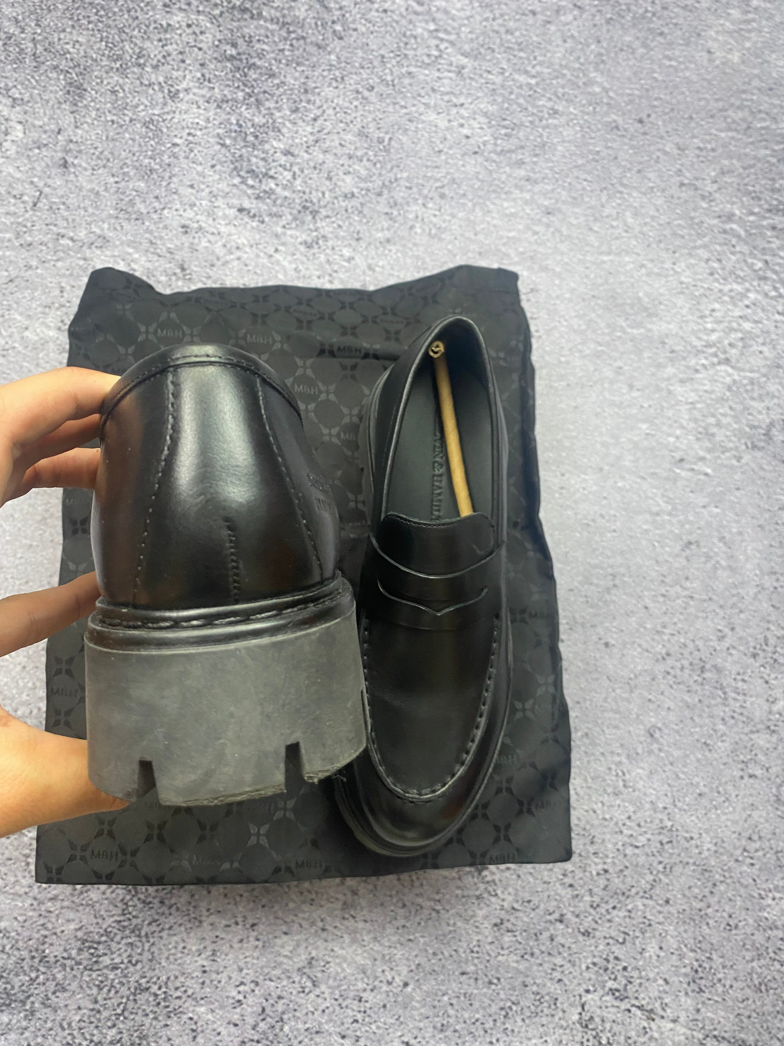 Melvin & Hamilton black leather chunky loafers 40