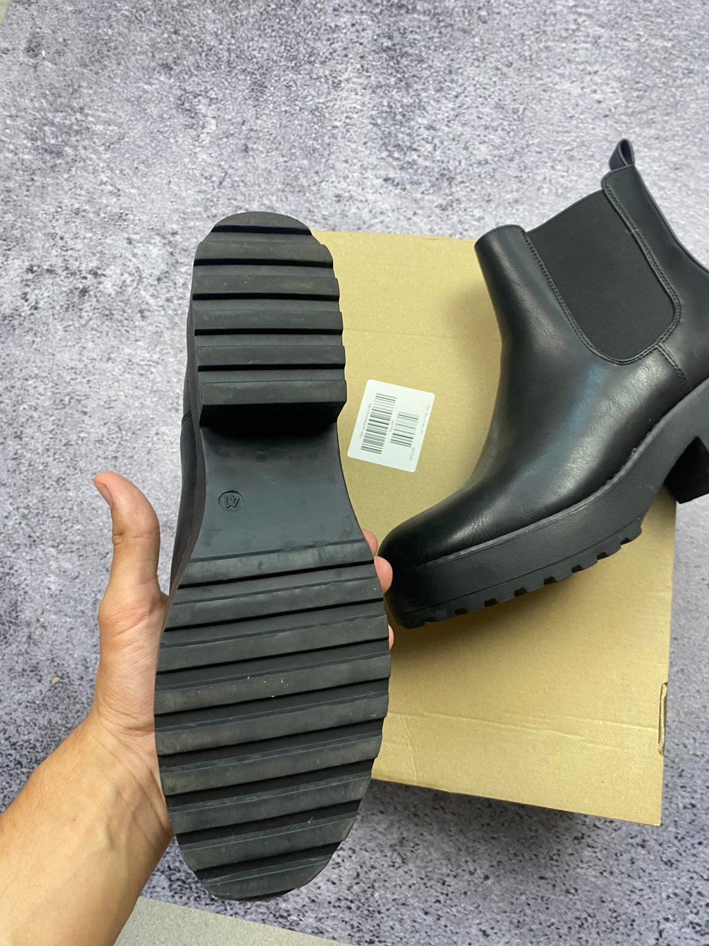 Black Chelsea boots on a platform, size 41