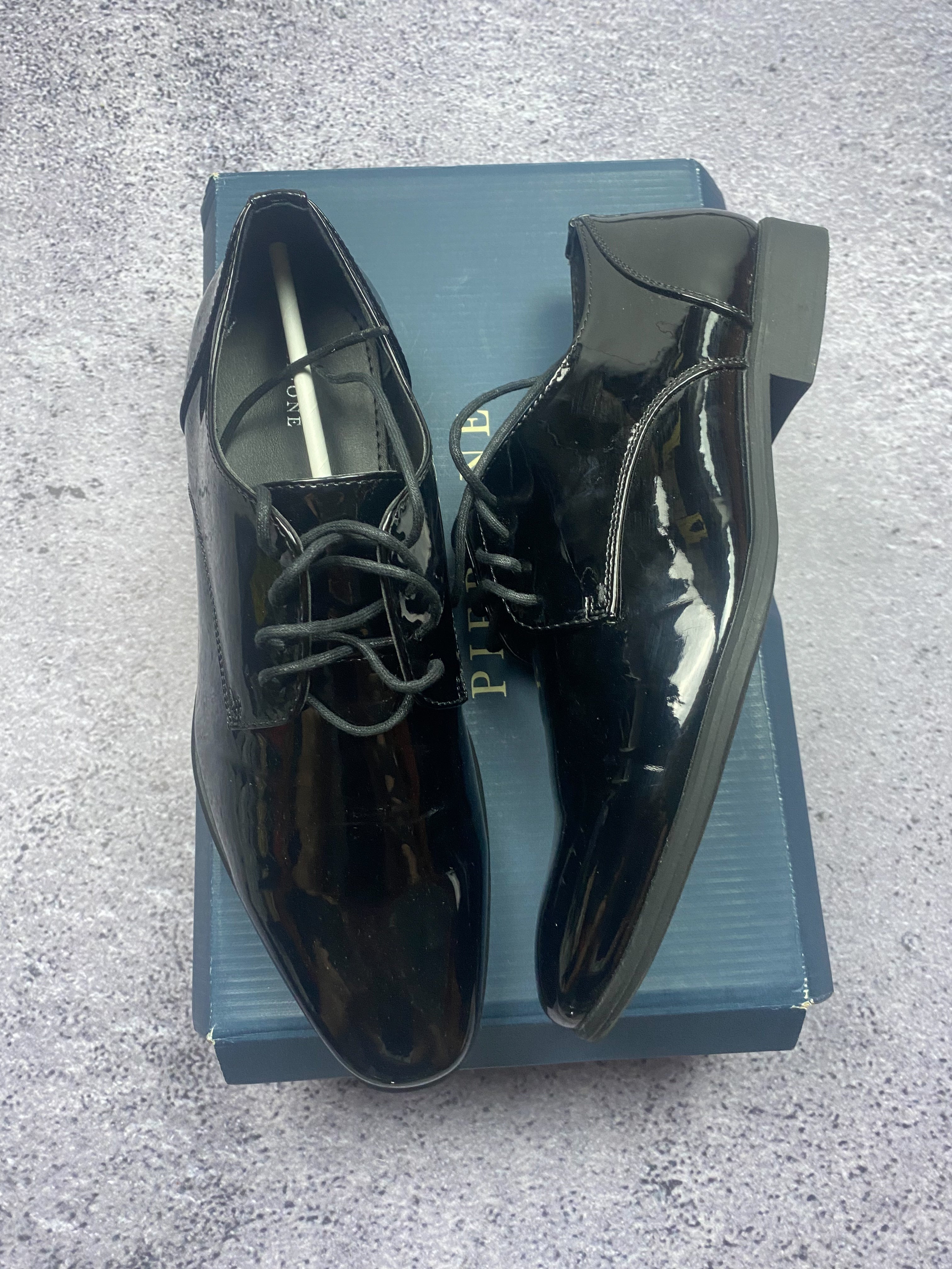 Pier One Patent Leather Dress Boots Derby Oxford Elegant Black 44