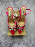 Steve Madden pink stiletto heels with rhinestones and bow, size 40