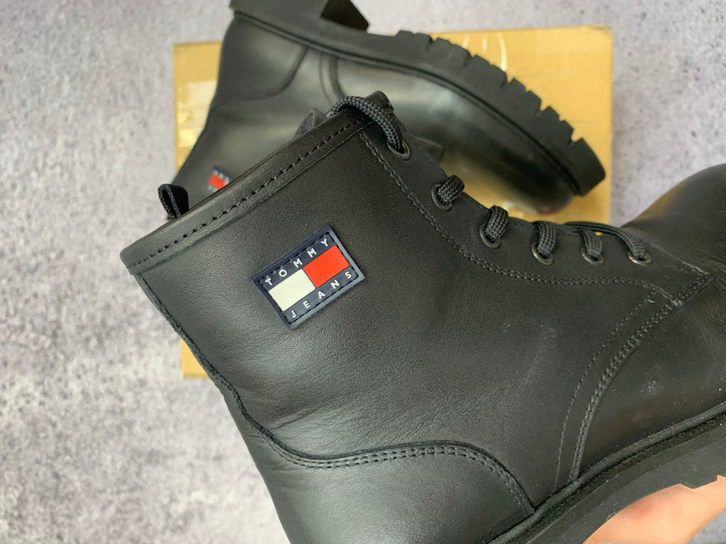 Tommy Jeans Czarne Skórzane Workery r. 38 Stan Idealny + Box